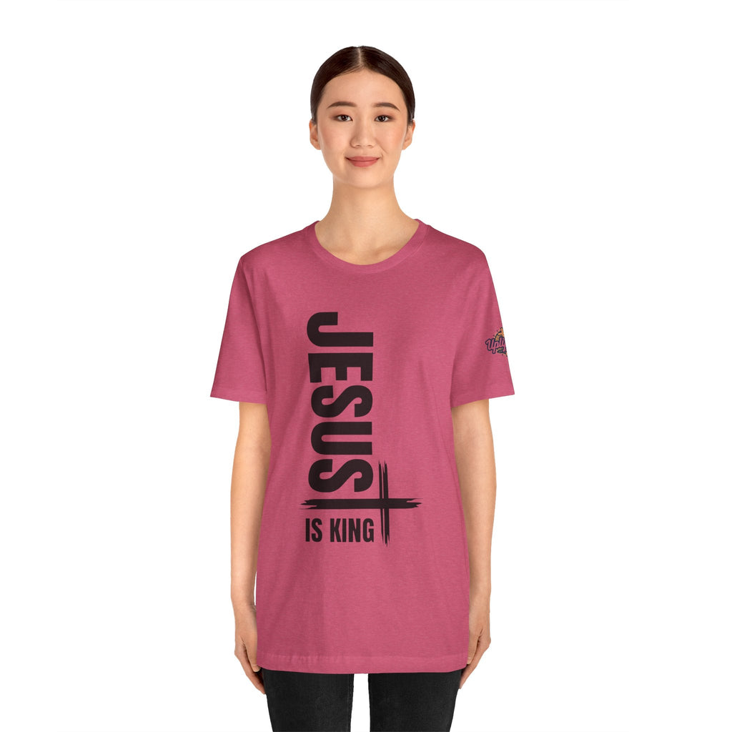 Jesus Is King T-shirt | Modern Typographic Cross Christian T-shirt Printify