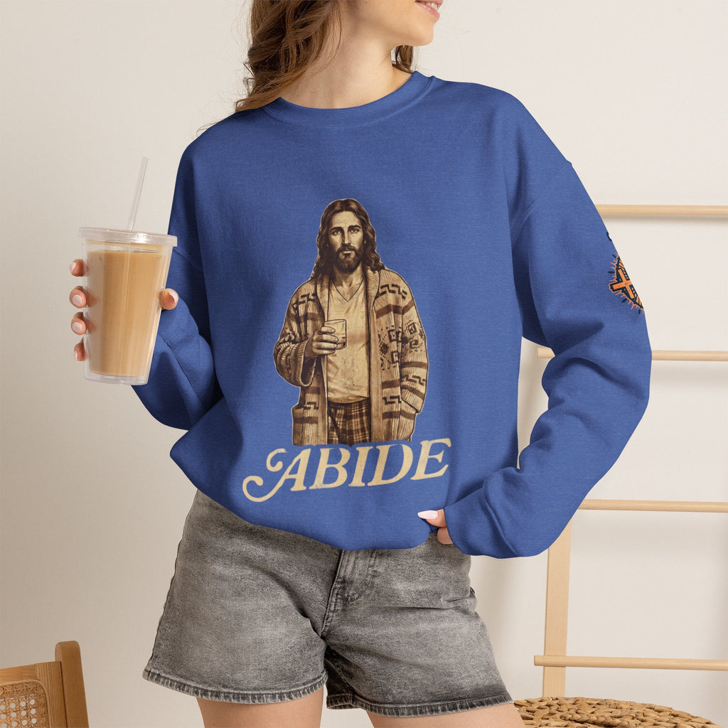 Abide Jesus Sweatshirt — Vintage 'The Dude' Religious Graphic Sweatshirt Printify