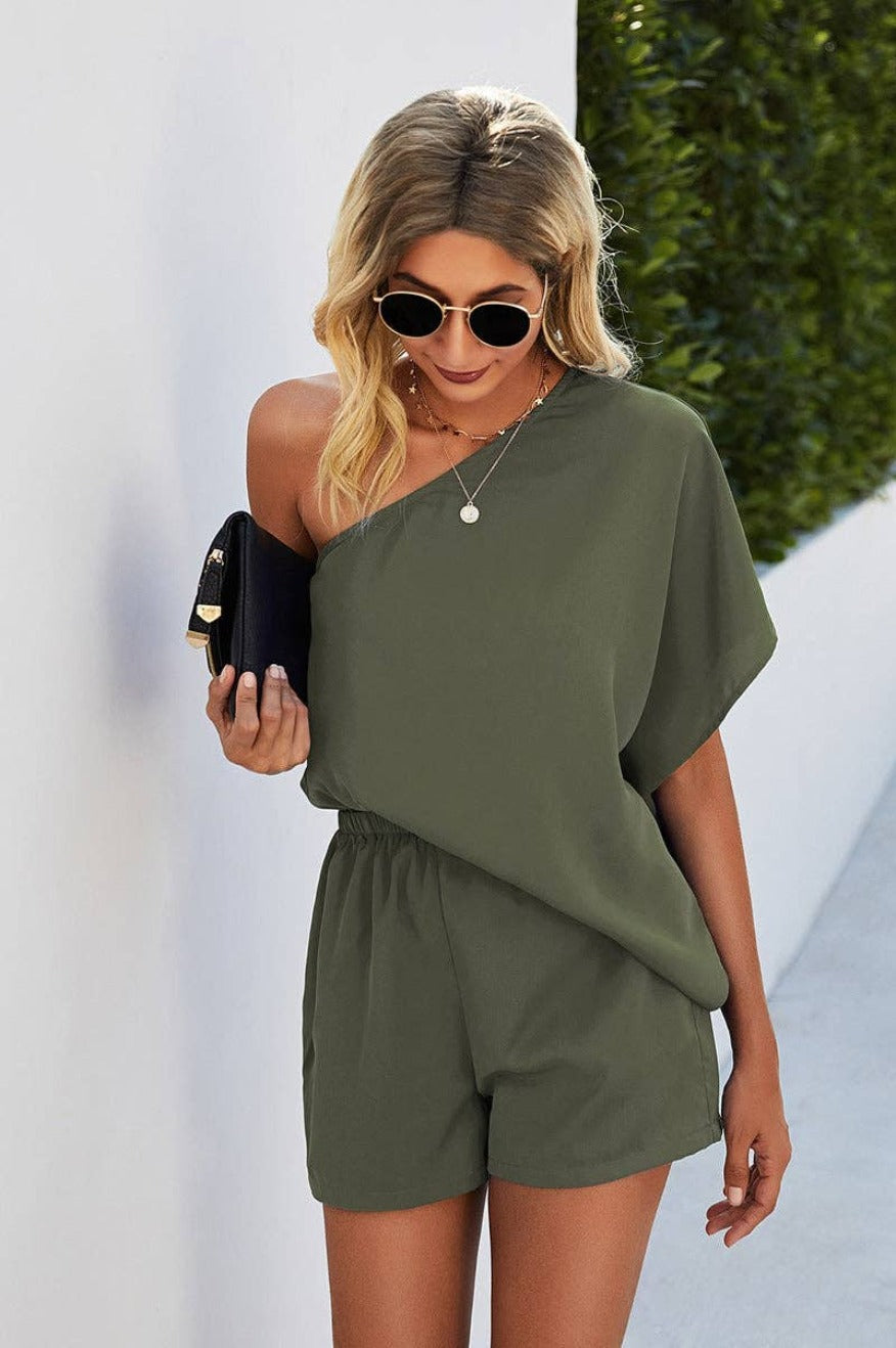 Olive Green Captiva Romper -clearance Pretty Little Patriot