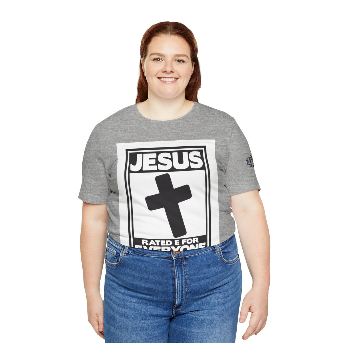 Jesus, Rated E for Everyone T-shirt - Gamer Faith T-shirt - Christian Video Game Parody Printify