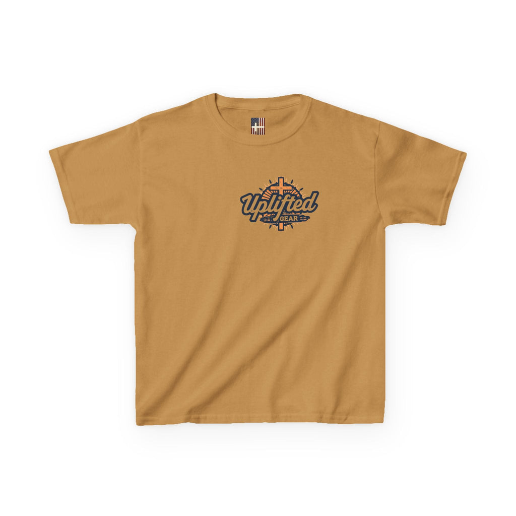 ✨ Chosen. Loved. Redeemed. – Elegant Christian Kids T-Shirt | Gold Foil Faith Tee | Subtle Cross & Heart Design | Inspirational Bible Verse Apparel by Uplifted Gear Printify