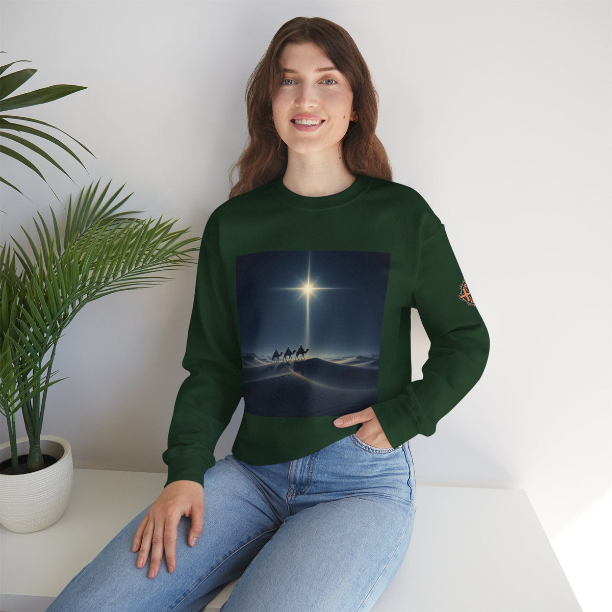 3 Wise Men Sweatshirt – Magi Camels Nativity Journey Christian Christmas Sweatshirt for Epiphany Faith & Holy Night Printify