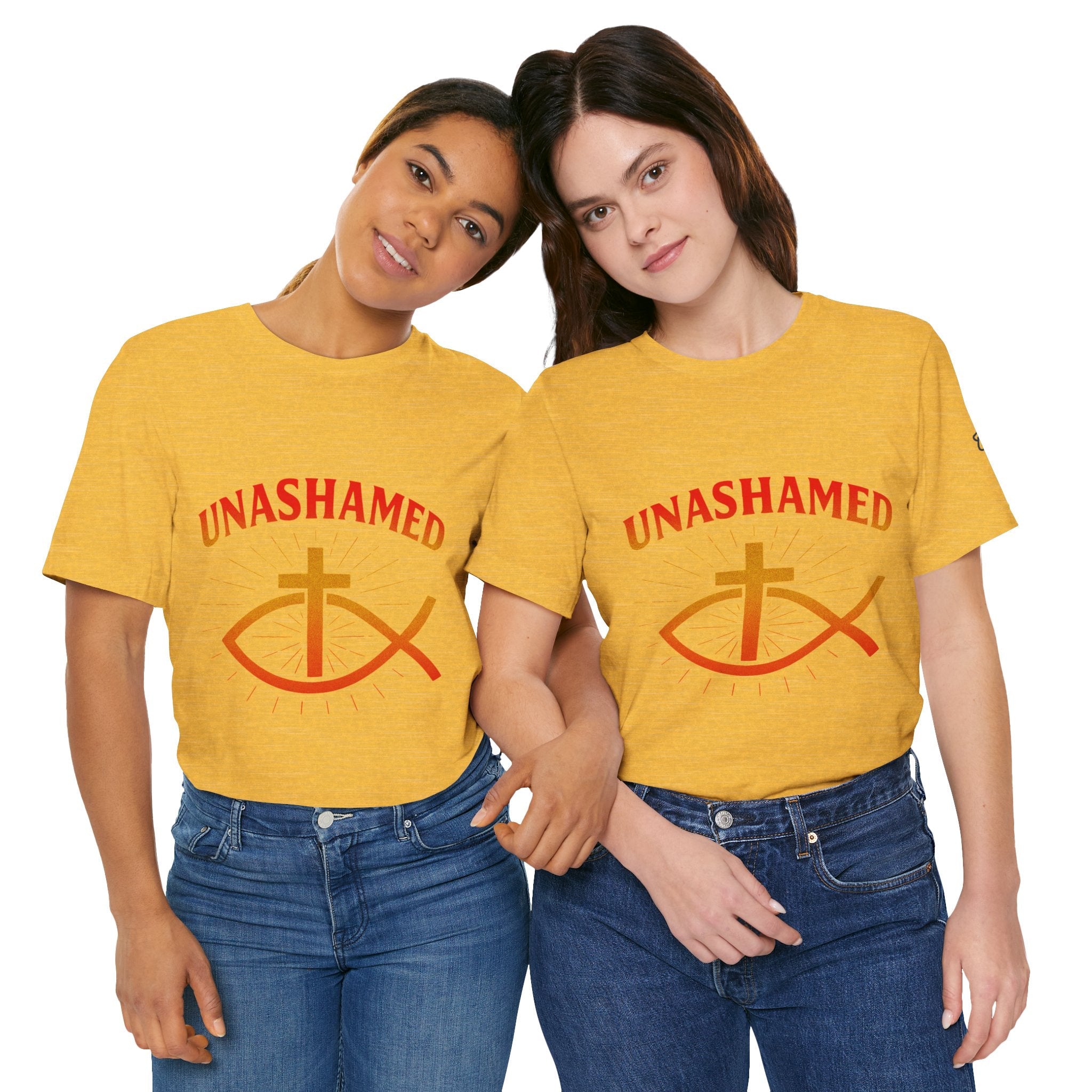 Unashamed T-shirt – Ichthys Jesus Fish & Cross Christian T-shirt for Romans 1:16 Bold Faith Printify