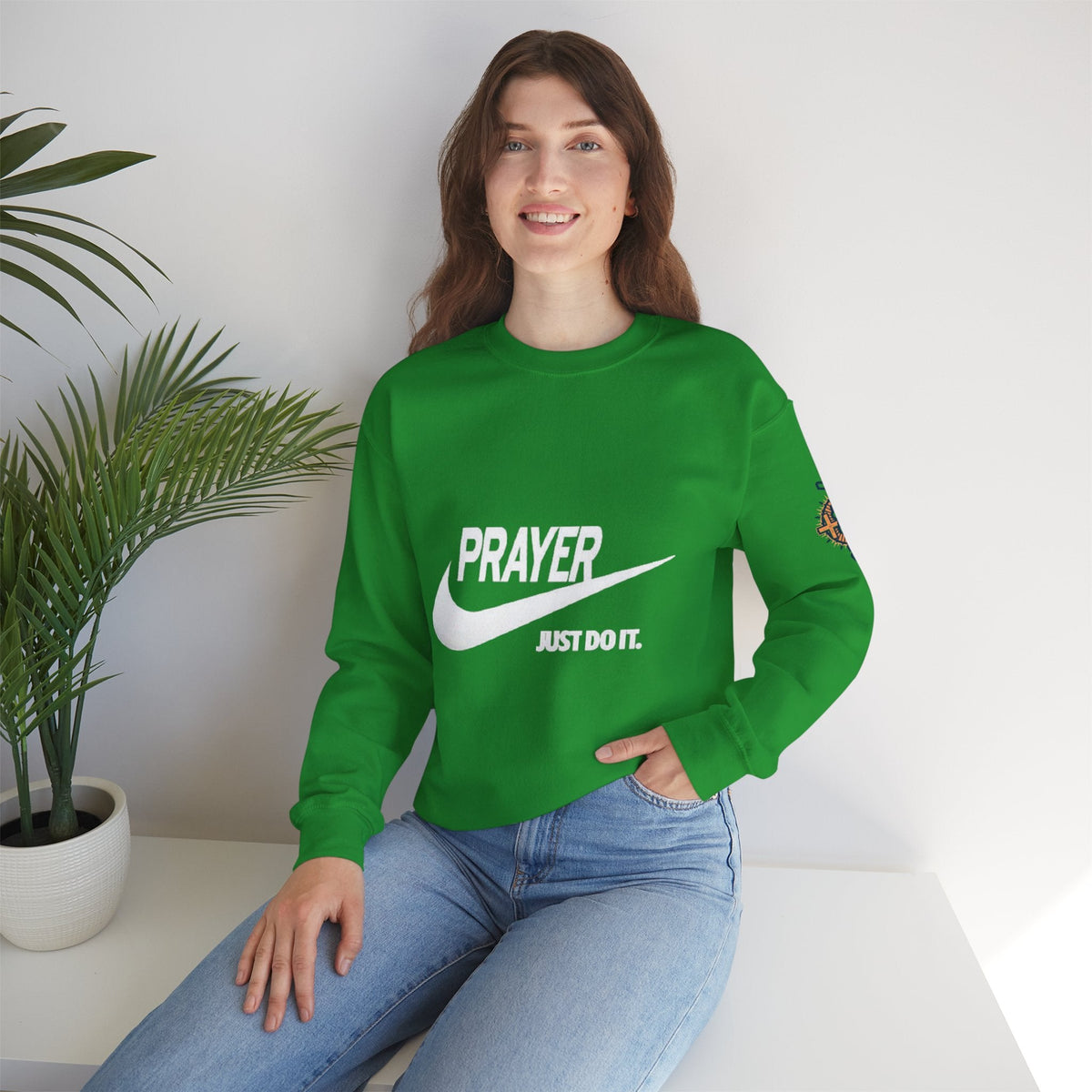 Prayer Just Do It Sweatshirt - Funny Christian Nike Parody Sweatshirt - Faith Gear Printify
