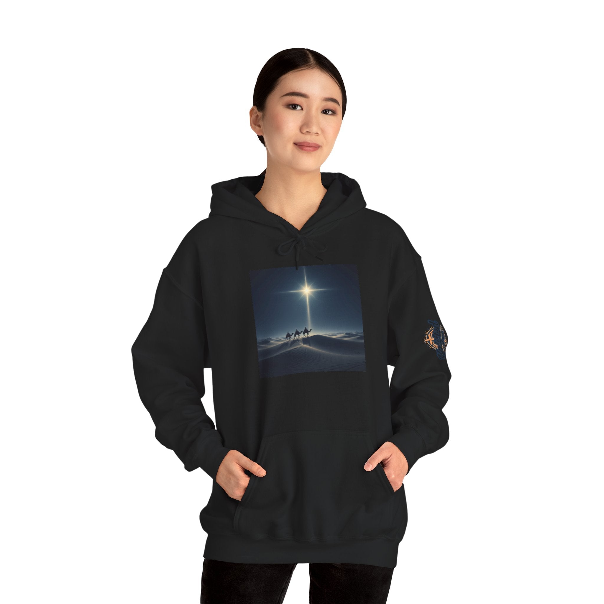3 Wise Men Hoodie – Magi Camels Nativity Journey Christian Christmas Sweatshirt for Epiphany Faith & Holy Night Printify