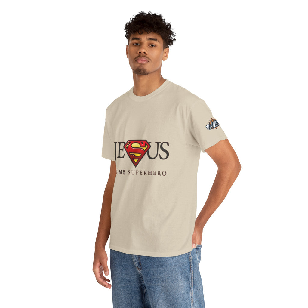 Jesus Is My Superhero T-Shirt — Faith-Based Superman-Inspired Tee Printify