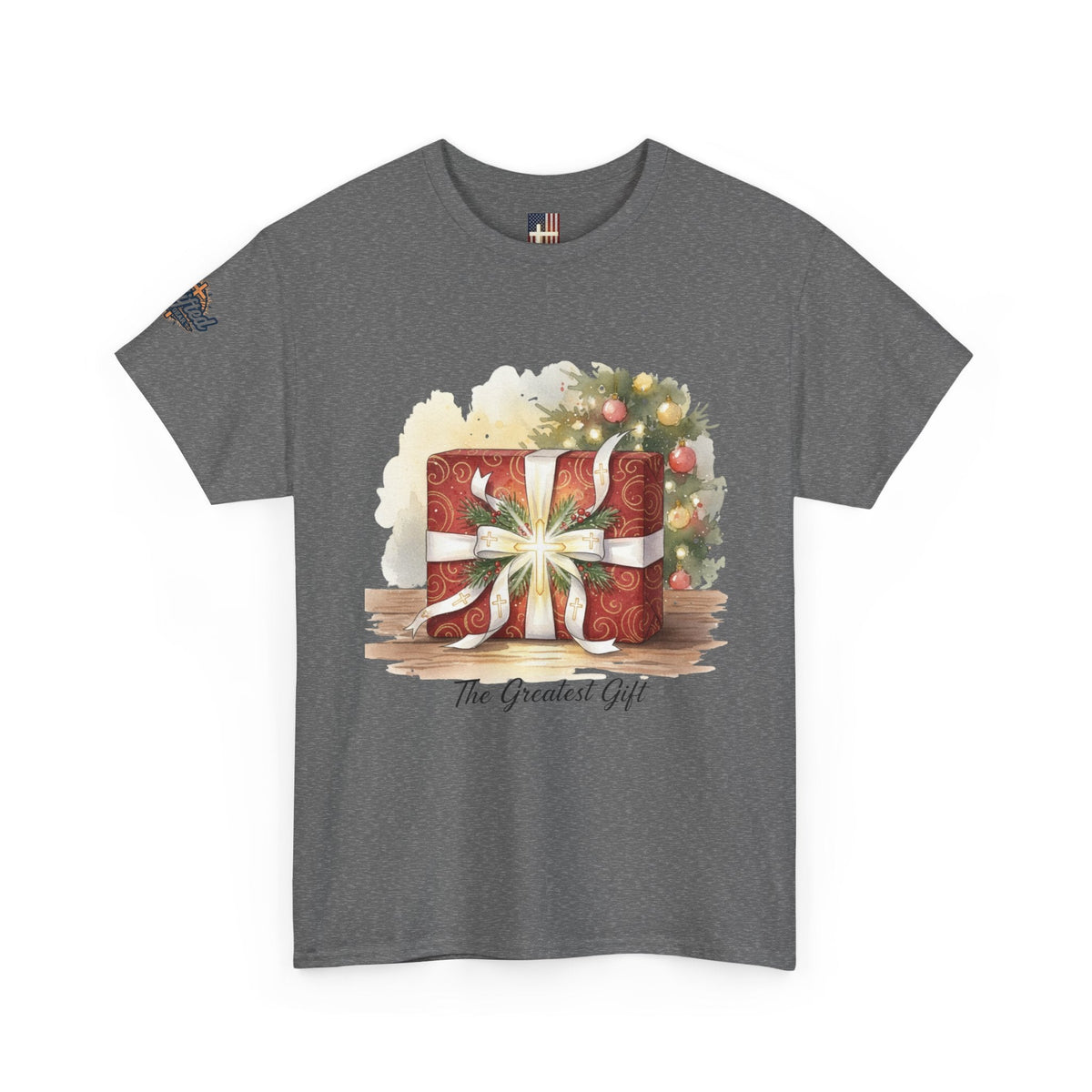 The Greatest Gift T-shirt – Cross Bow Present Christian T-shirt for Christmas Salvation & Eternal Faith Printify