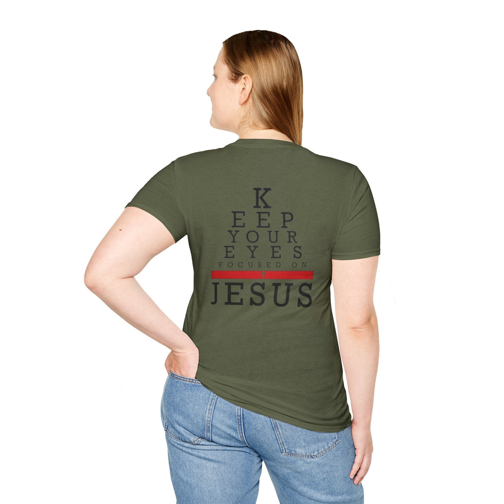 Keep Your Eyes Focused on Jesus T-shirt - Eye Chart Christian T-shirt - Faith Apparel Printify