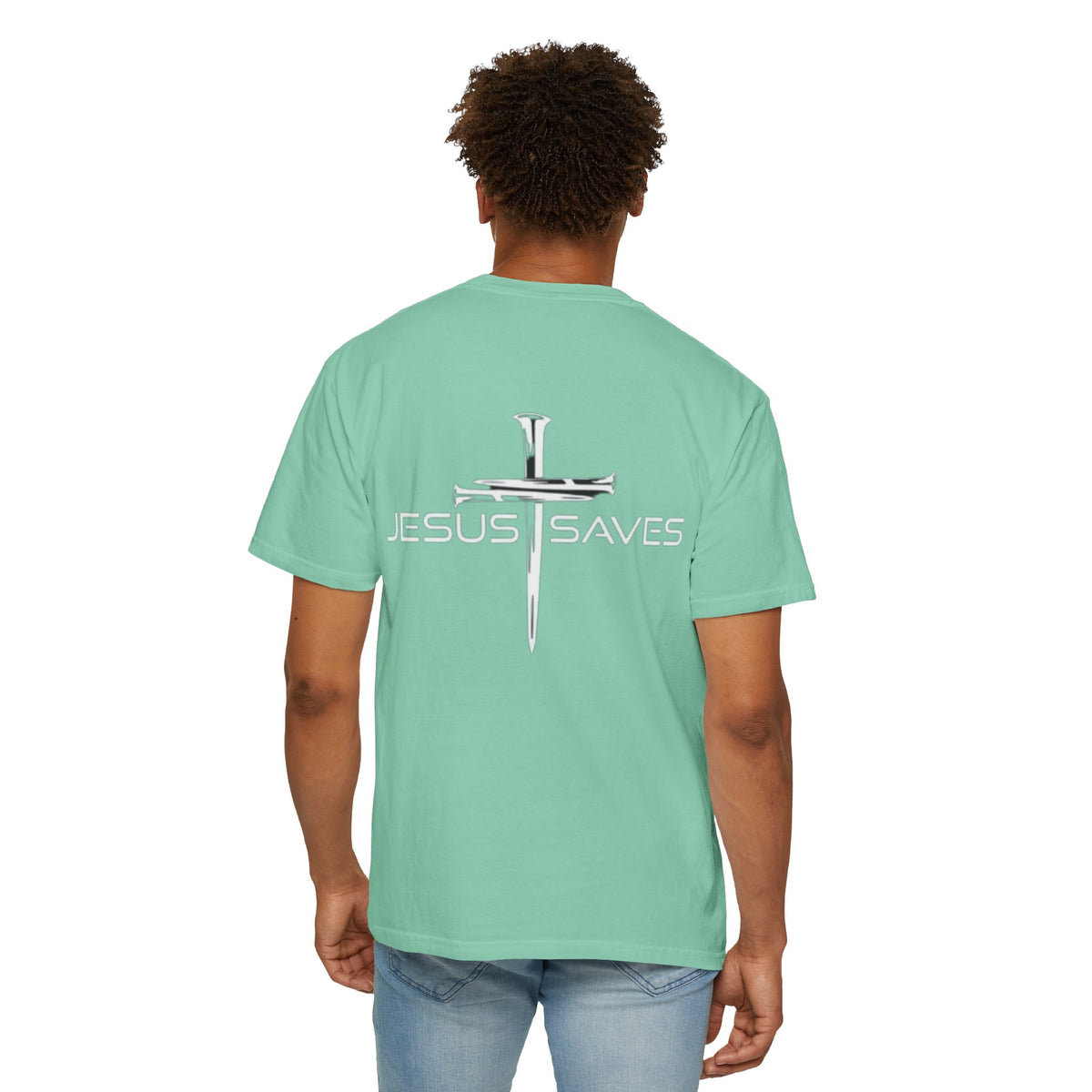 Jesus Saves T-shirt – 3 Nails Crucifix Cross Christian T-shirt for Redemption Faith & Bold Salvation