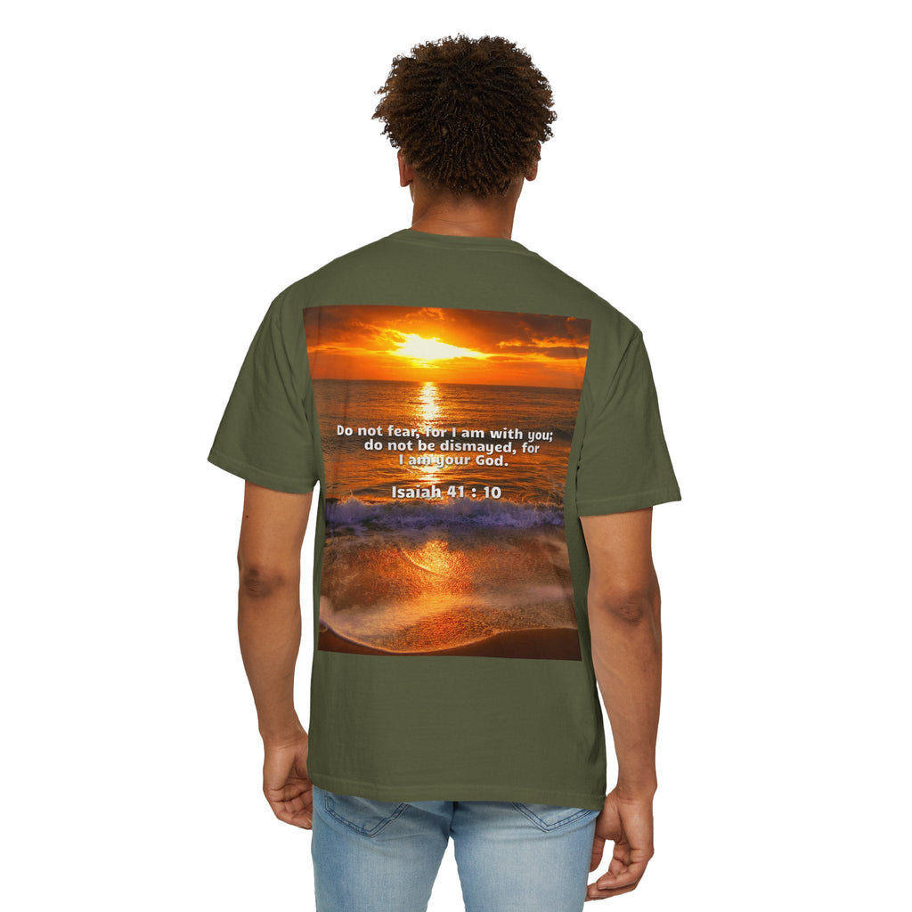 Bible Verse Unisex Garment-Dyed T-shirt - Isaiah 41 : 10 Printify