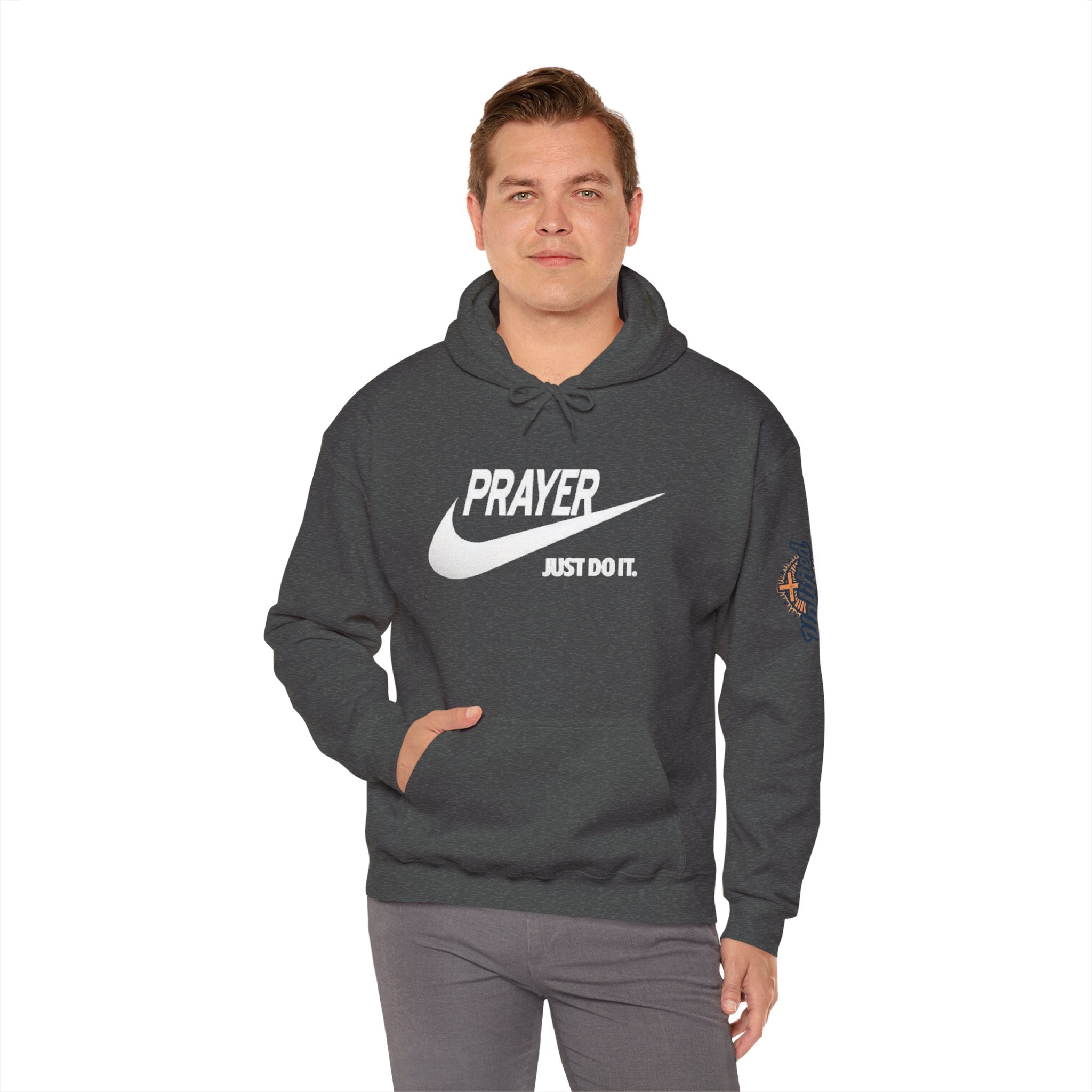 Prayer Just Do It Hoodie - Funny Christian Nike Parody Hoodie - Faith Gear Printify