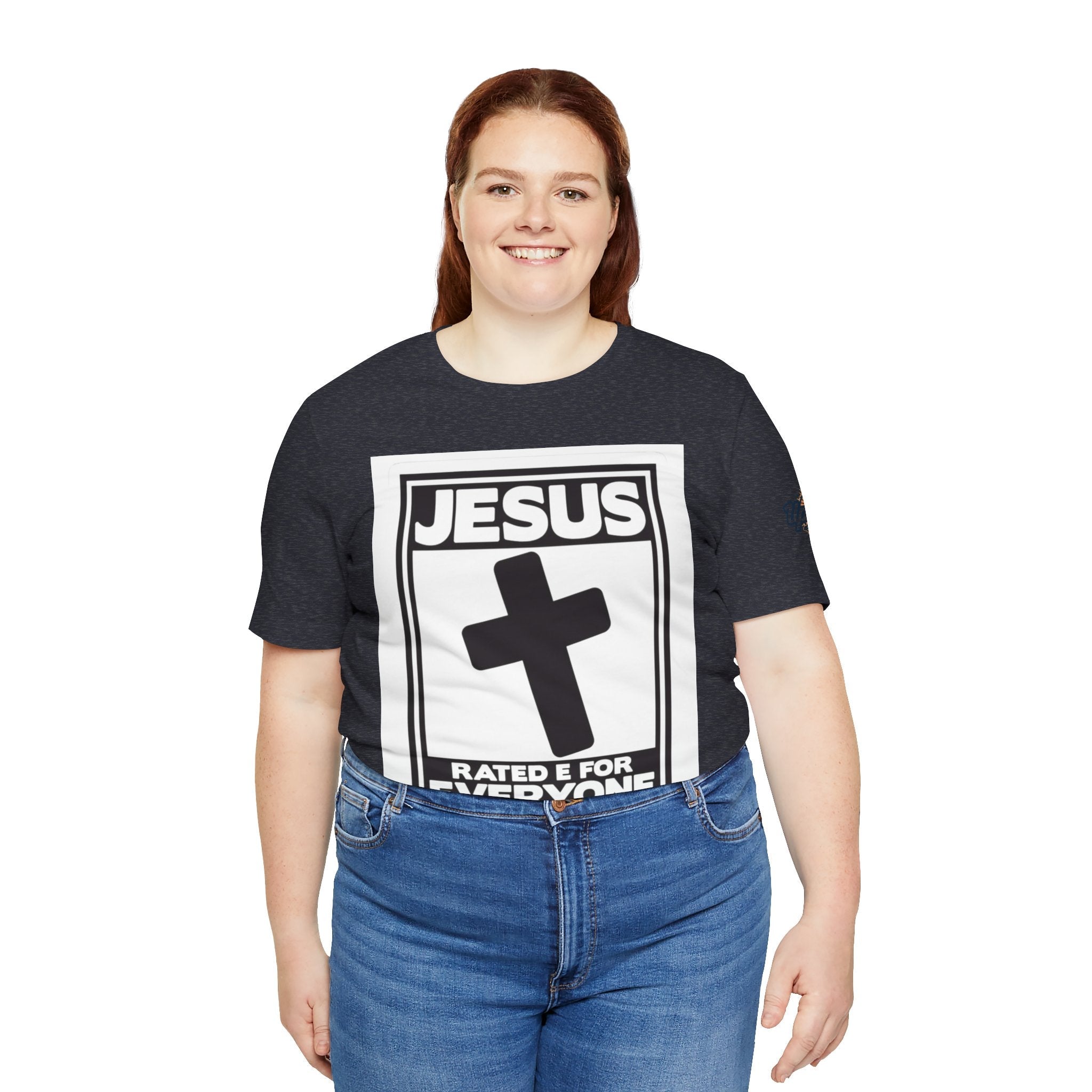 Jesus, Rated E for Everyone T-shirt - Gamer Faith T-shirt - Christian Video Game Parody Printify