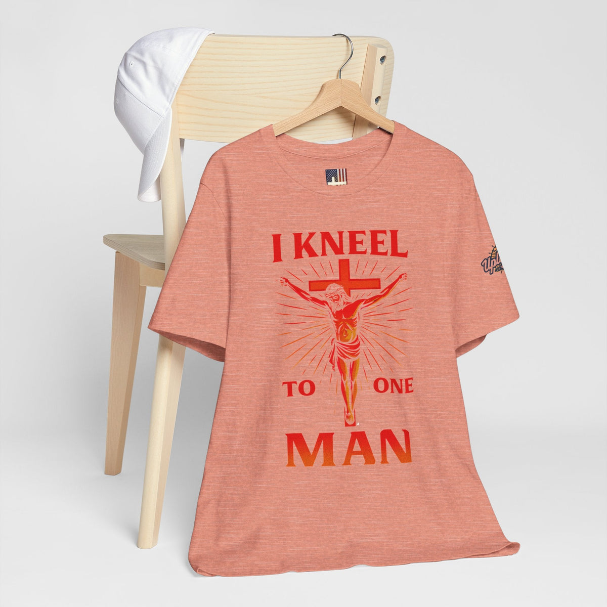 I Kneel to One Man T-shirt – Crucifixion Christian T-shirt for Unashamed Devotion & Bold Faith Printify