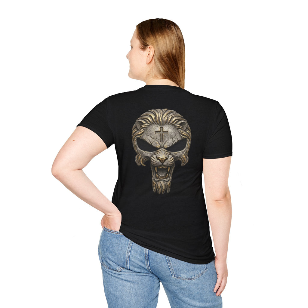 Lion of Judah Skull Christian T-shirt - Warrior Faith Cross T-shirt Printify