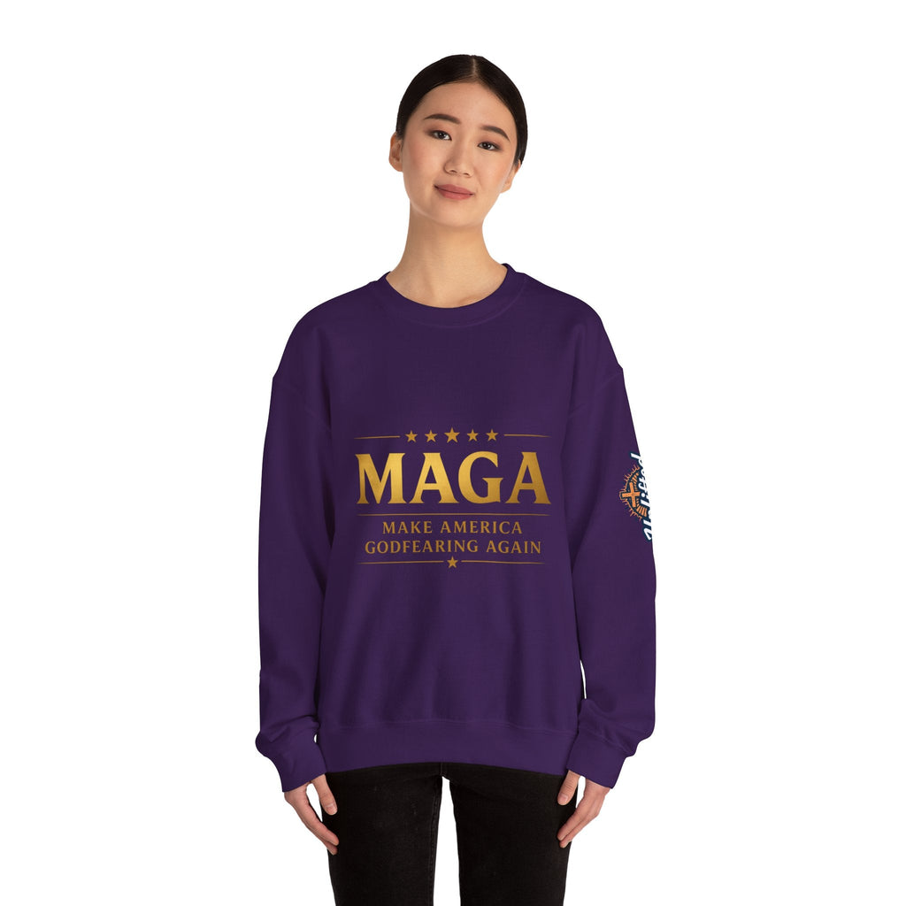 Sweatshirt — "MAGA Make America Godfearing Again" Gold Logo Crewneck Printify