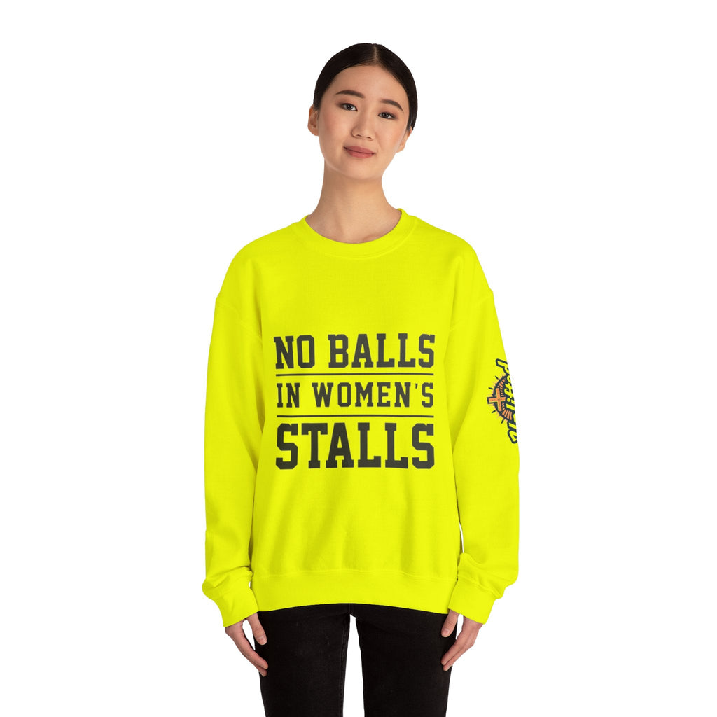 No Balls in Women's Stalls Crewneck Sweatshirt — Bold Statement Pullover Printify