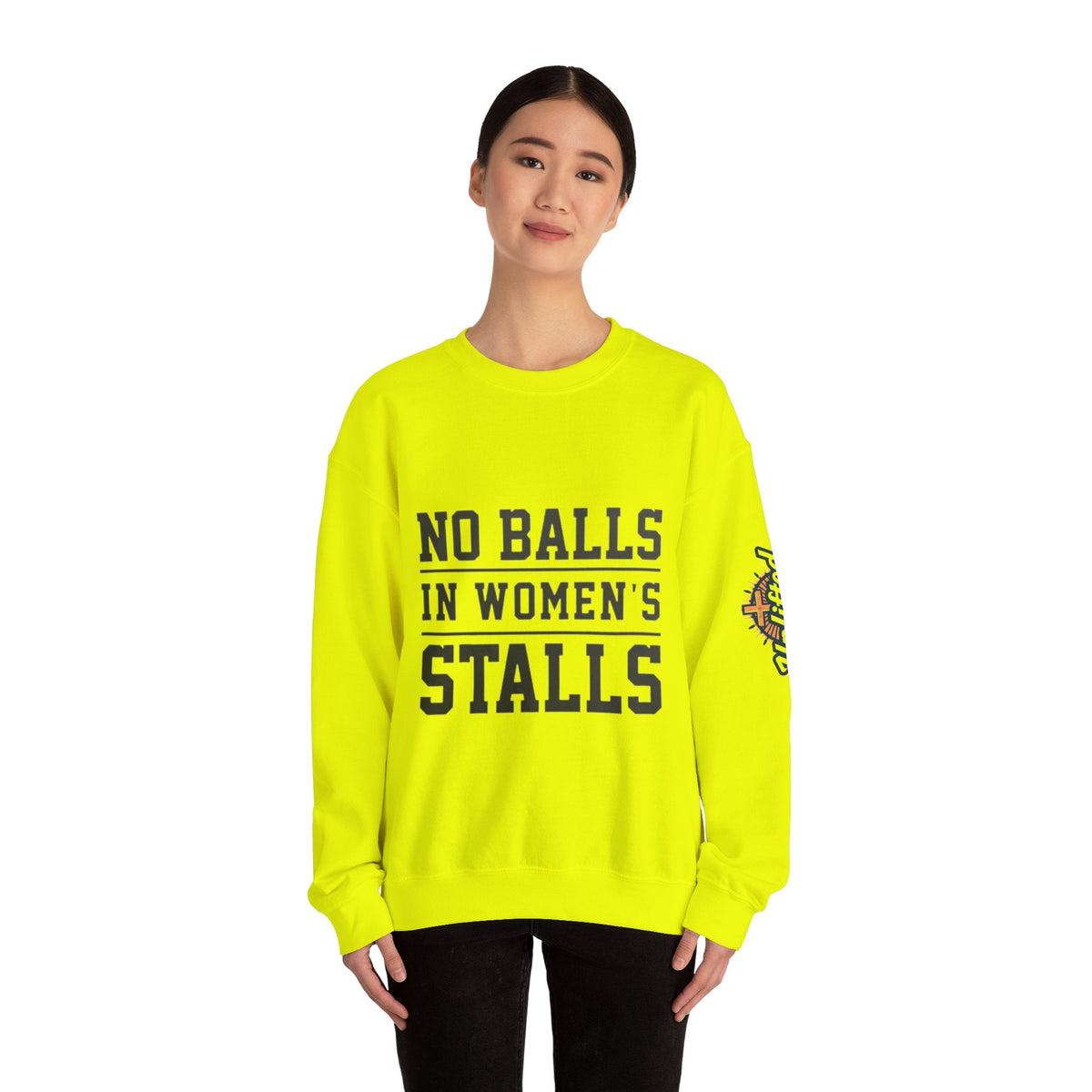 No Balls in Women's Stalls Crewneck Sweatshirt — Bold Statement Pullover Printify