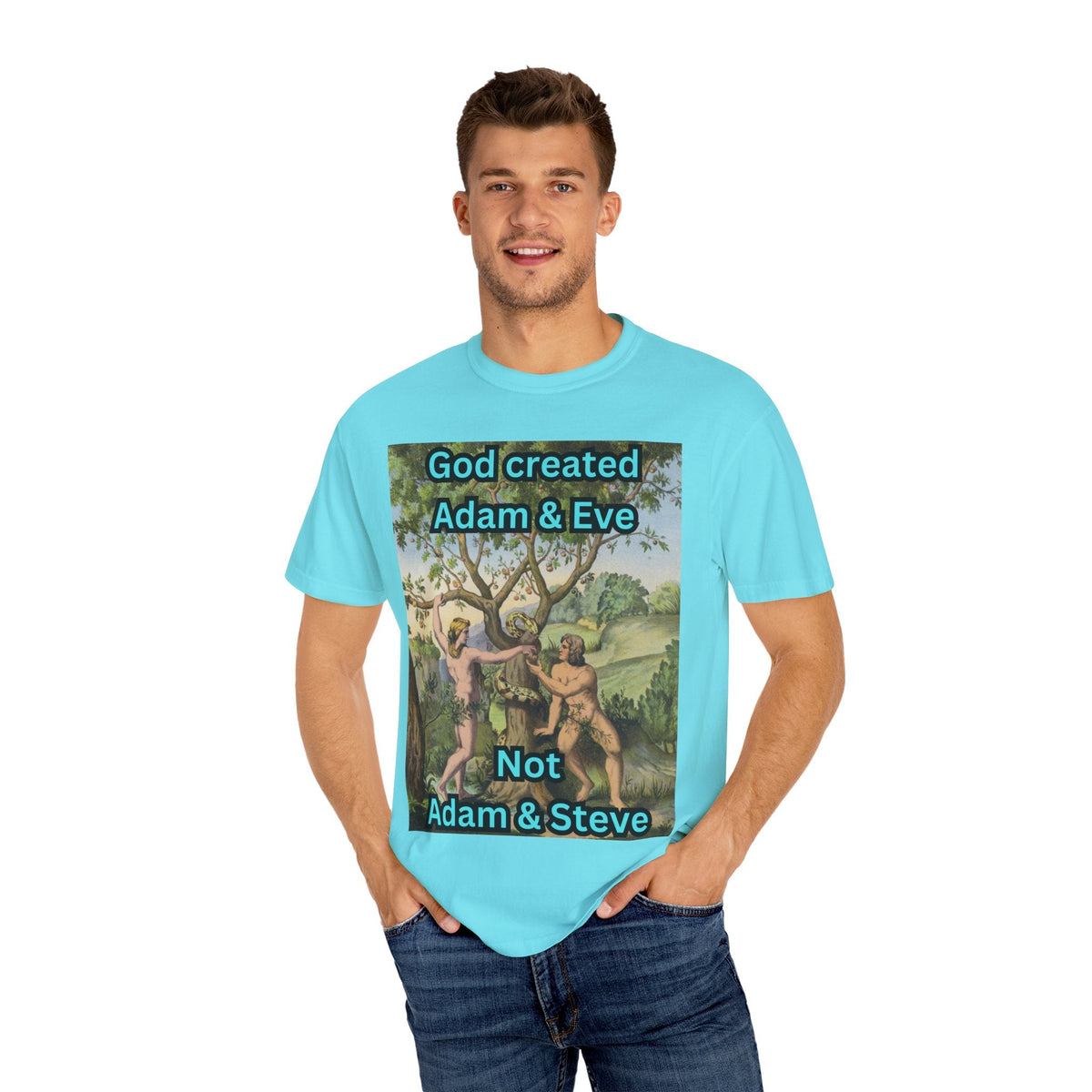 God Created Adam and Eve T-Shirt – Biblical Truth Christian Tee for Bold Faith Printify