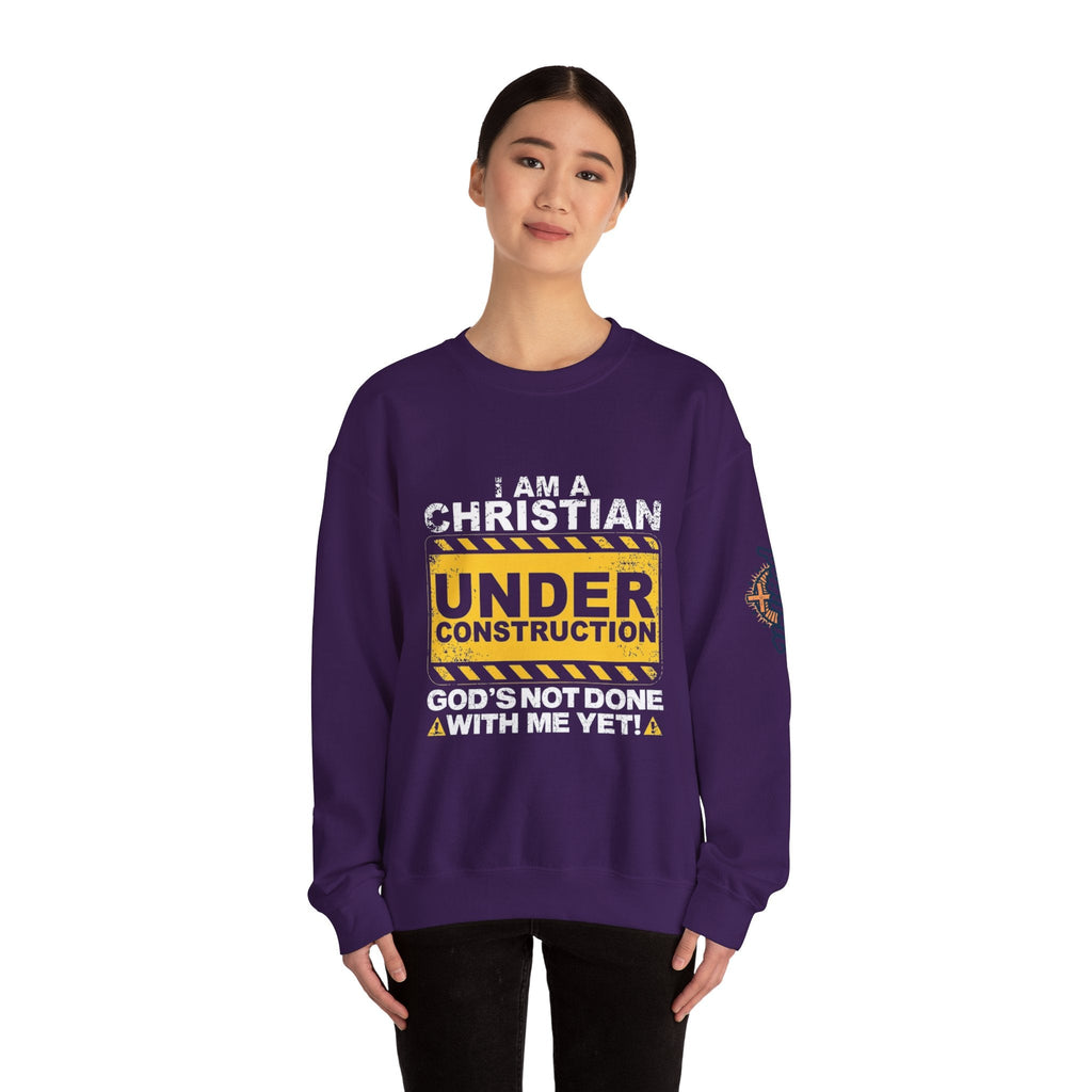 Christian Under Construction Sweatshirt | God Is Not Done With Me Yet Sweatshirt Printify
