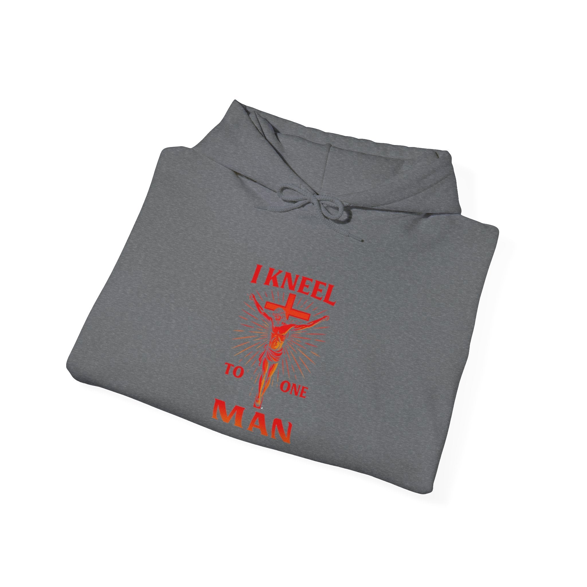 I Kneel to One Man Hoodie – Crucifixion Christian Sweatshirt for Unashamed Devotion & Bold Faith Printify