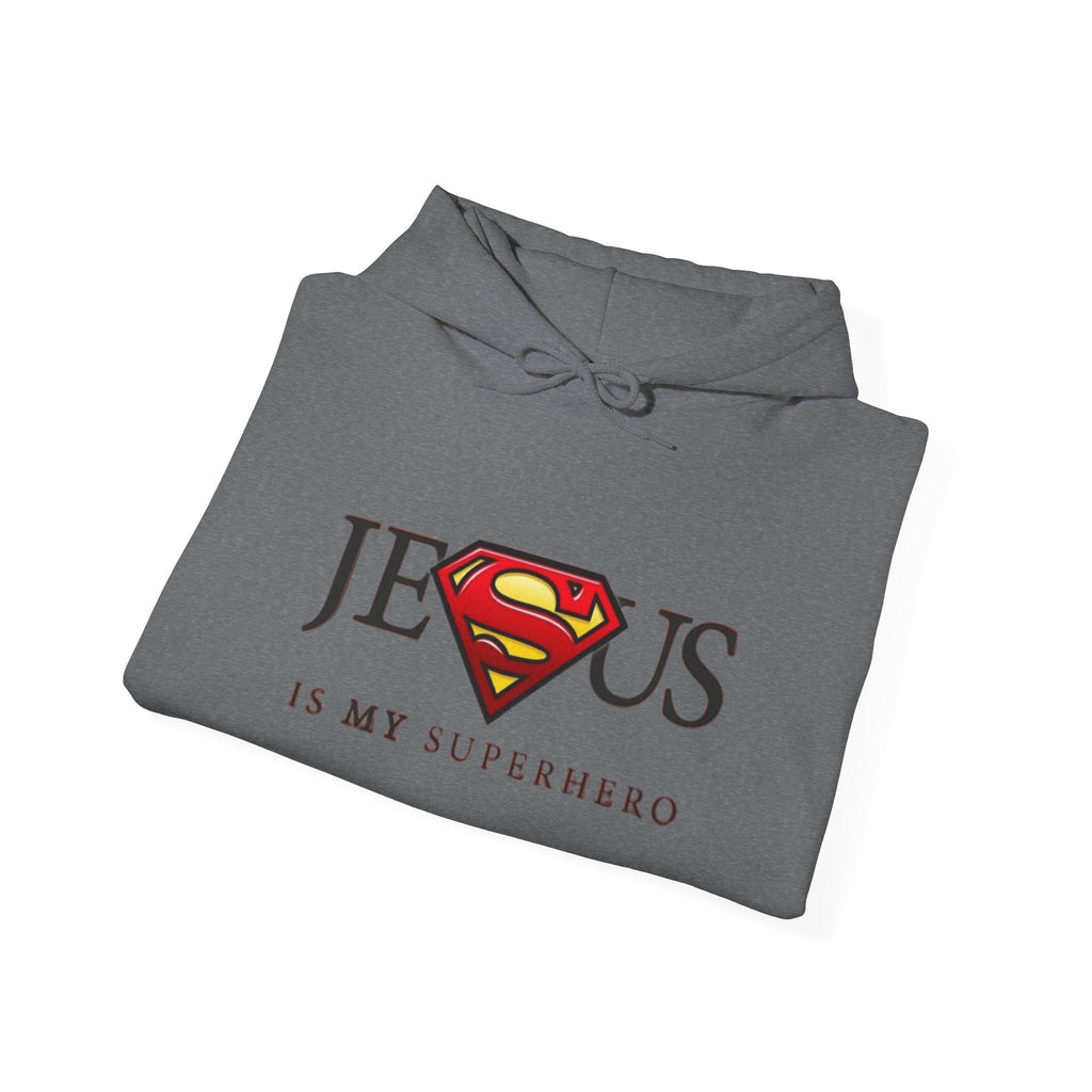 Jesus Is My Superhero Hoodie — Christian Faith Graphic Pullover Printify