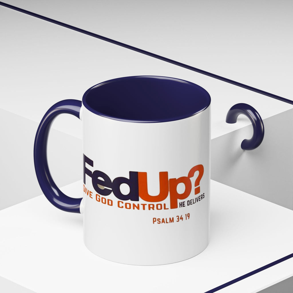 Funny Christian Coffee Mug — “Give God Control, HE Delivers” Accent Mug (11/15oz) Printify