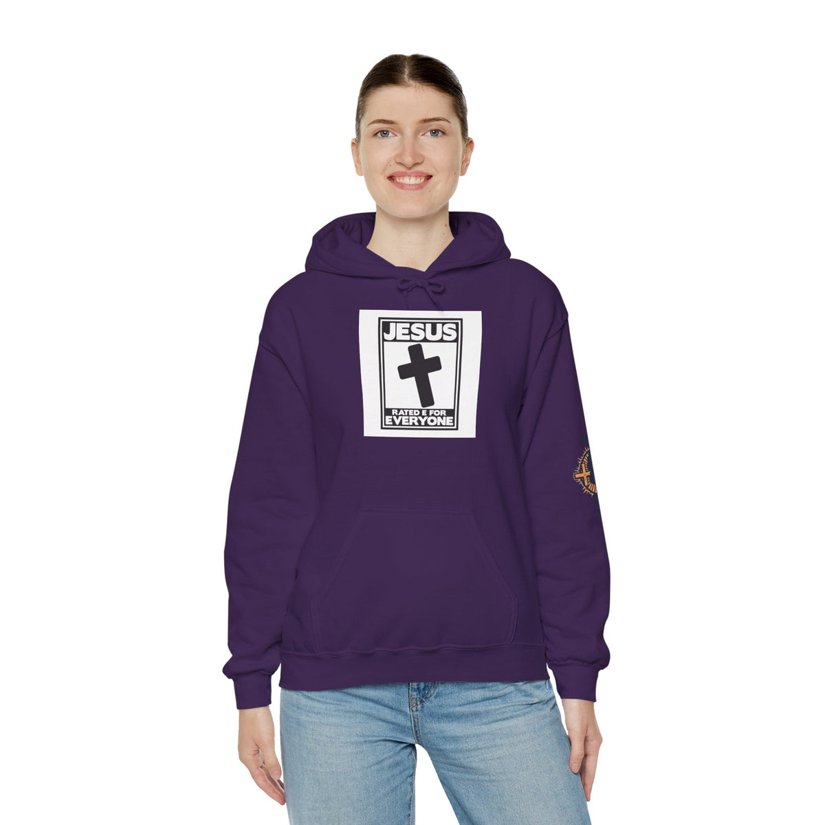 Jesus, Rated E for Everyone Hoodie - Gamer Faith Hoodie - Christian Video Game Parody Printify