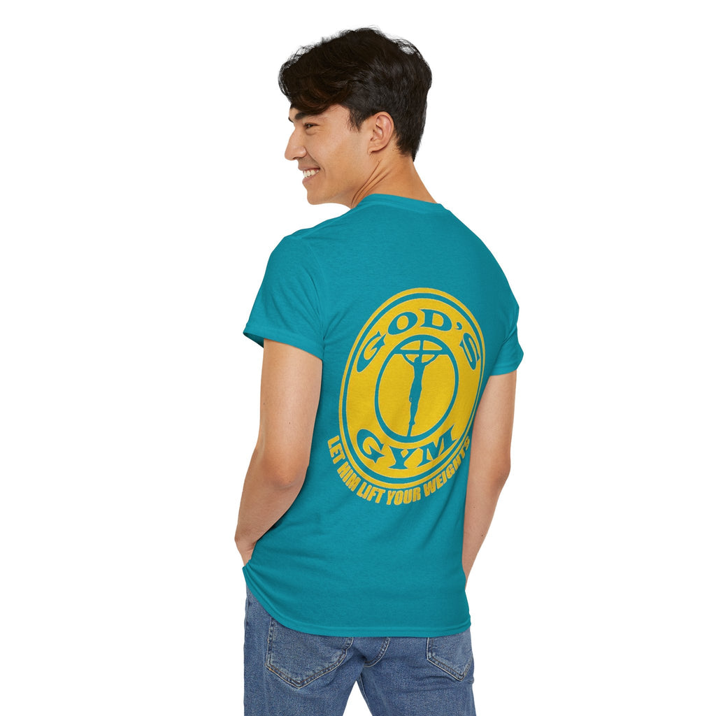 God's Gym T-Shirt — "Let Him Lift Your Weights" Christian Fitness Tee Printify