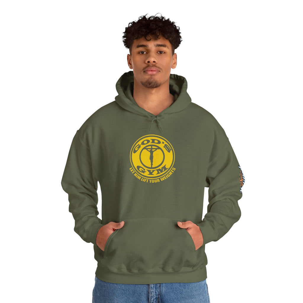 God's Gym Hoodie — "Let Him Lift Your Weights" Christian Fitness Hoodie Printify