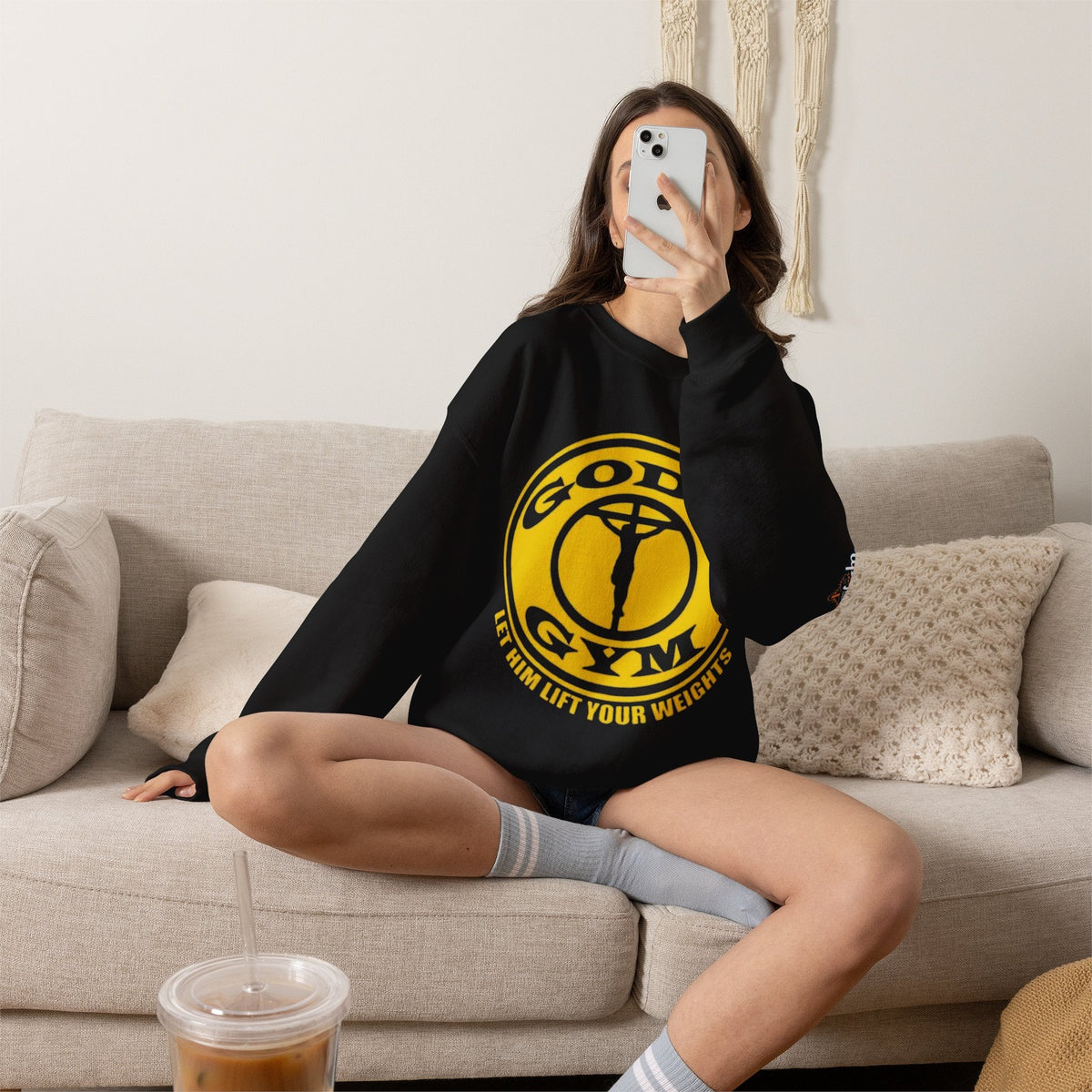 God's Gym Sweatshirt — "Let Him Lift Your Weights" Christian Fitness Sweatshirt Printify