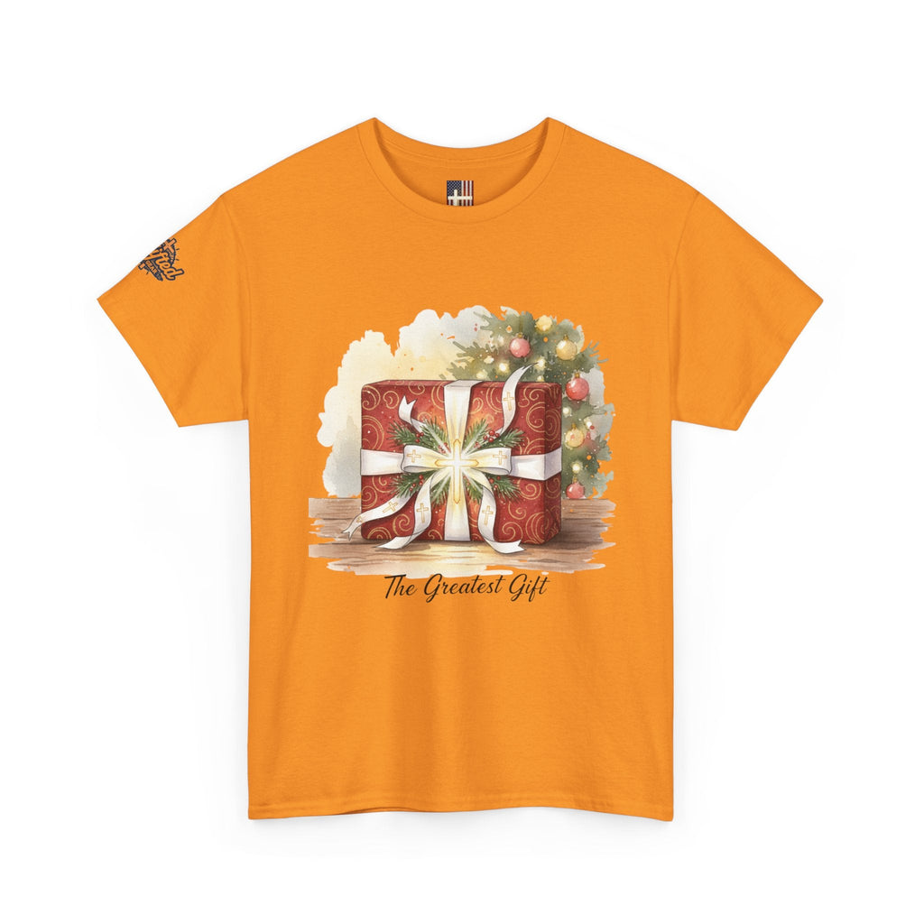 The Greatest Gift T-shirt – Cross Bow Present Christian T-shirt for Christmas Salvation & Eternal Faith Printify
