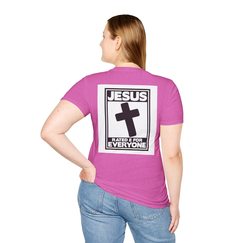 Jesus, Rated E for Everyone T-shirt - Gamer Faith T-shirt - Christian Video Game Parody Printify