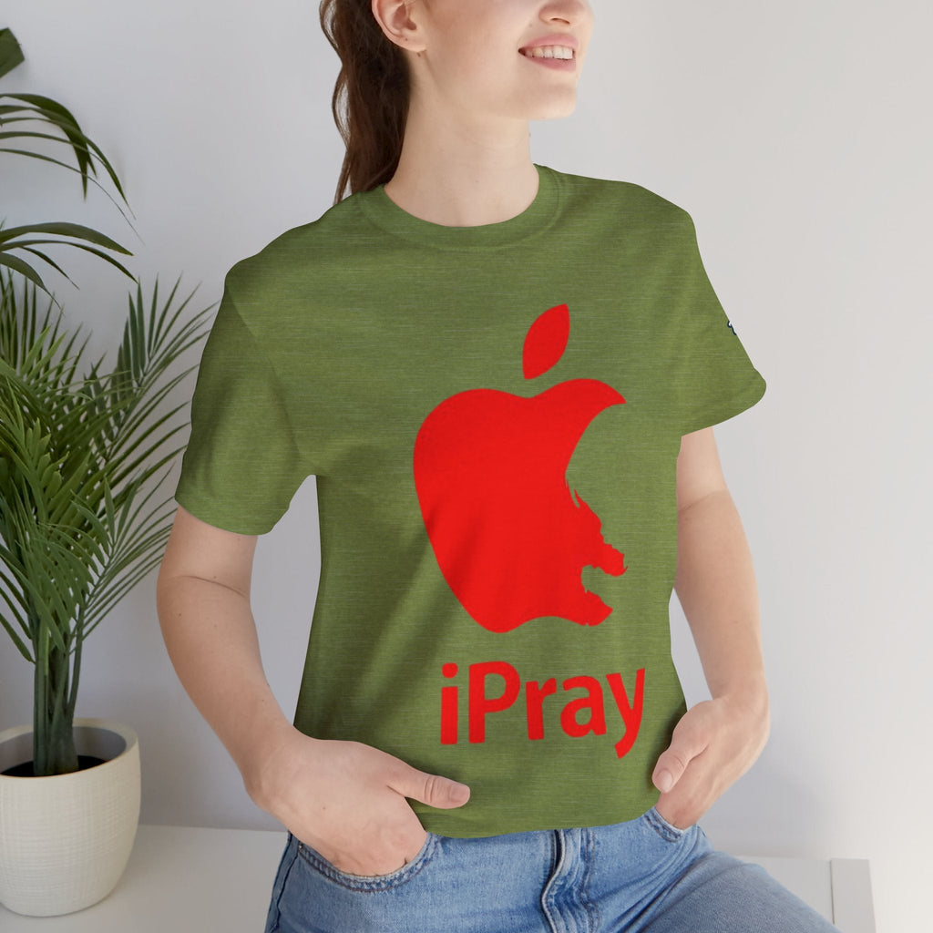 iPray Red Apple Christian T-Shirt — Faith Graphic Tee Printify