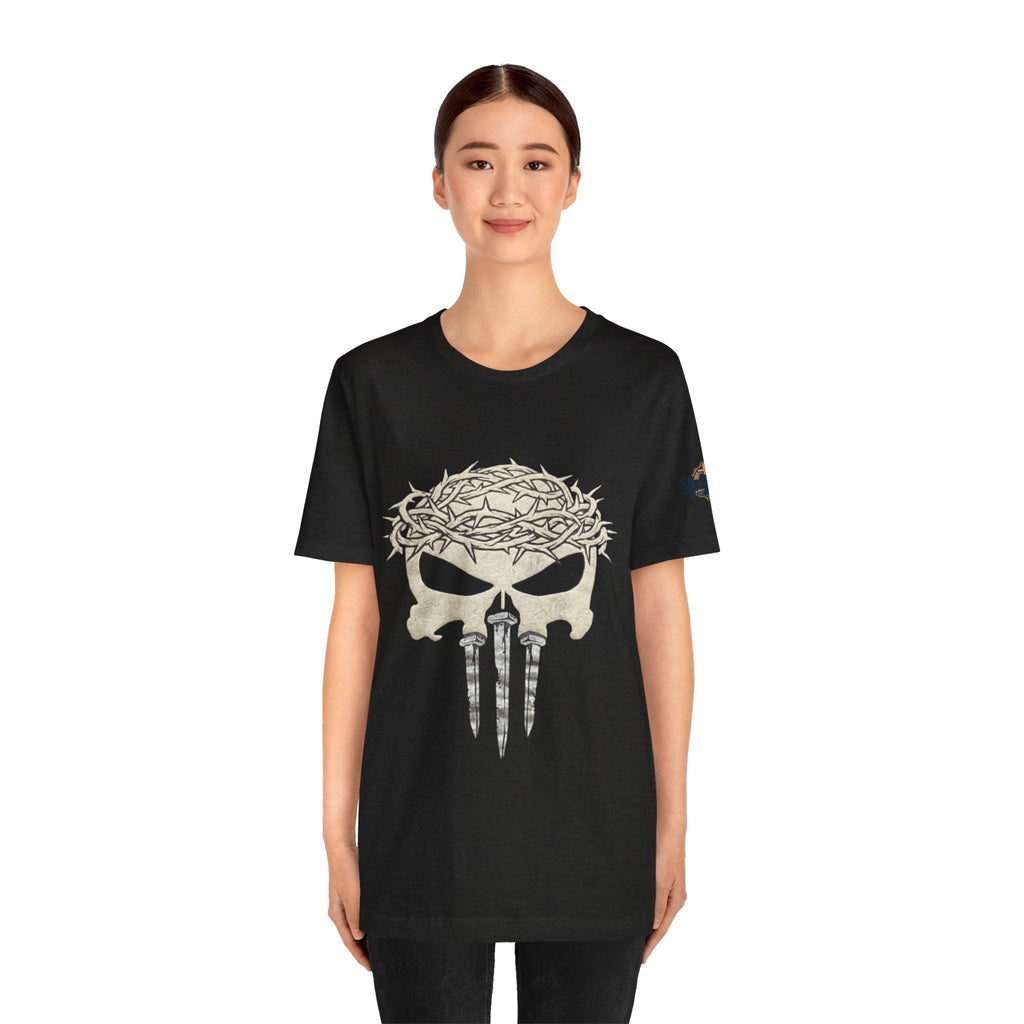 Christian Skull T-shirt - Crown of Thorns & Nails - Warrior Faith T-shirt Printify