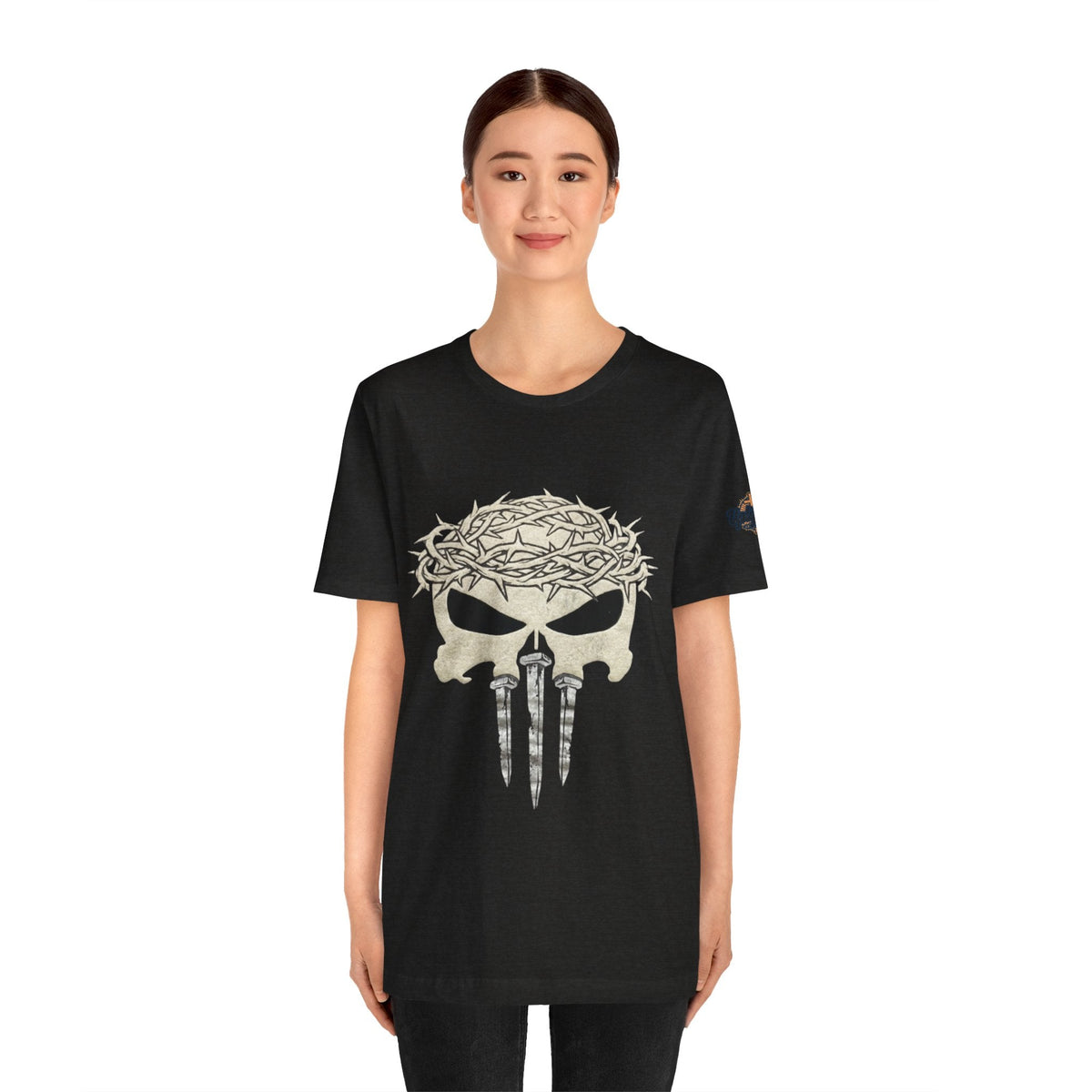 Christian Skull T-shirt - Crown of Thorns & Nails - Warrior Faith T-shirt Printify