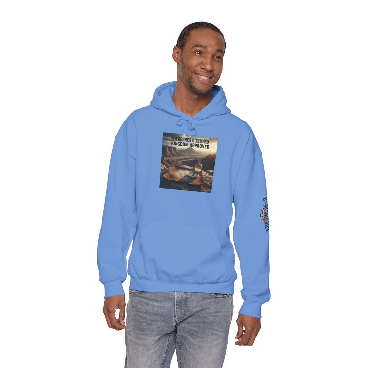 Wilderness Tested Kingdom Approved Hoodie – Mountain Desert Compass Crown Christian Sweatshirt for Biblical Adventure Faith Printify