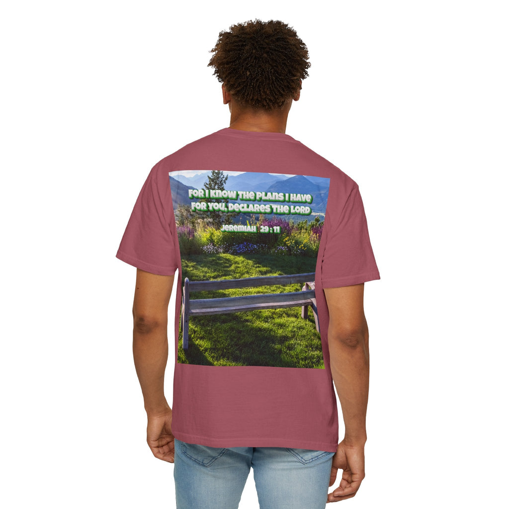 Bible Verse Unisex Garment-Dyed T-shirt  - Jeremiah 29 : 11 Printify