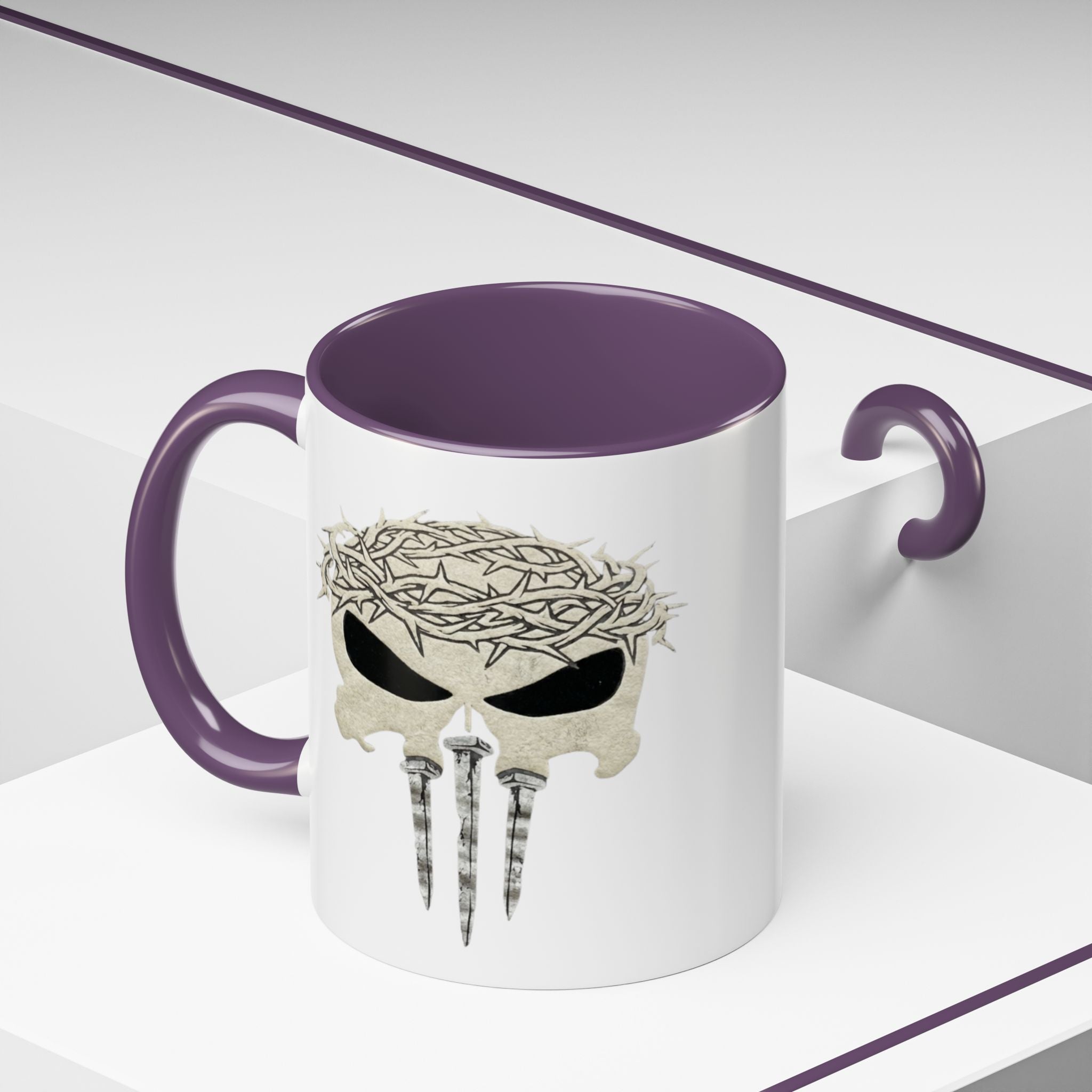Christian Skull Coffee Mug — Crown of Thorns “Warrior Faith” (11/15 oz) Printify