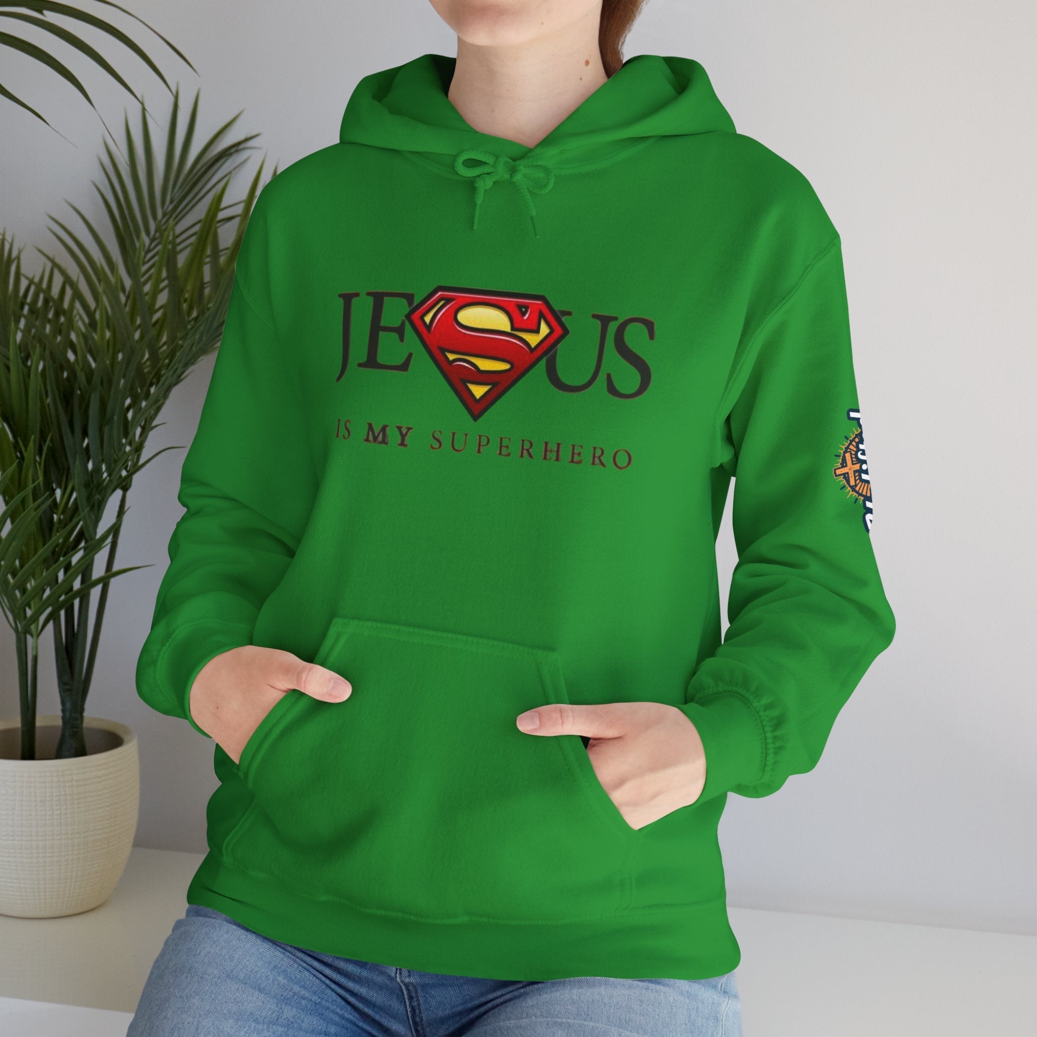 Jesus Is My Superhero Hoodie — Christian Faith Graphic Pullover Printify