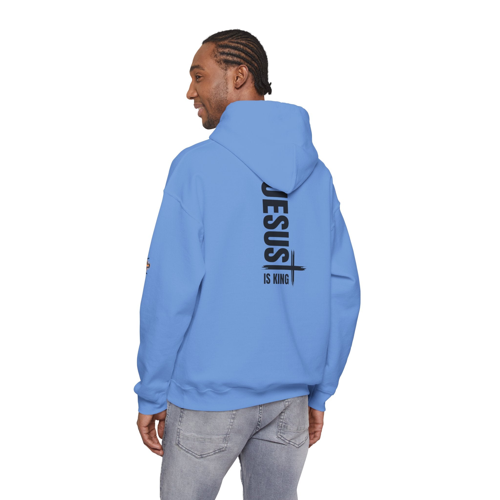 Jesus Is King Hoodie | Modern Typographic Cross Christian Hoodie Printify