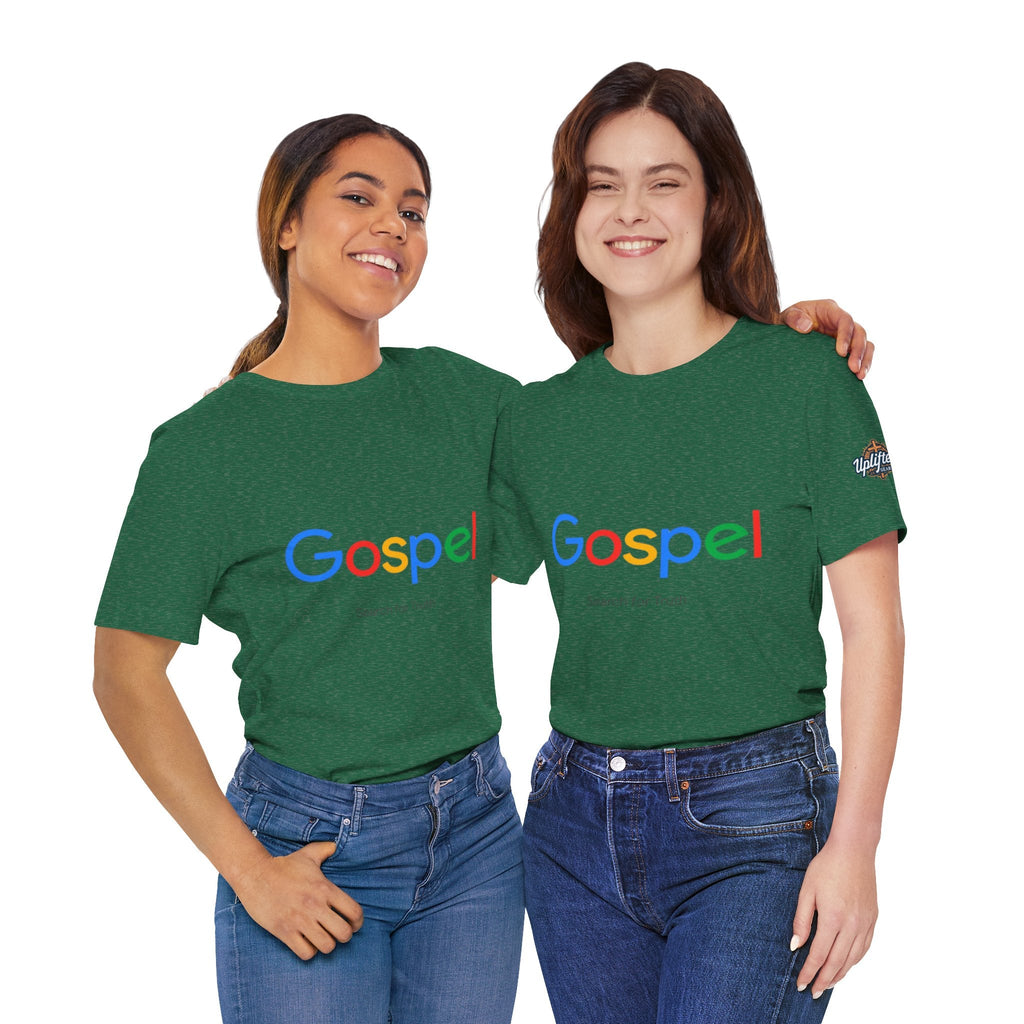 Gospel Graphic Tee — "Gospel" Colorful Logo Christian T-Shirt Printify