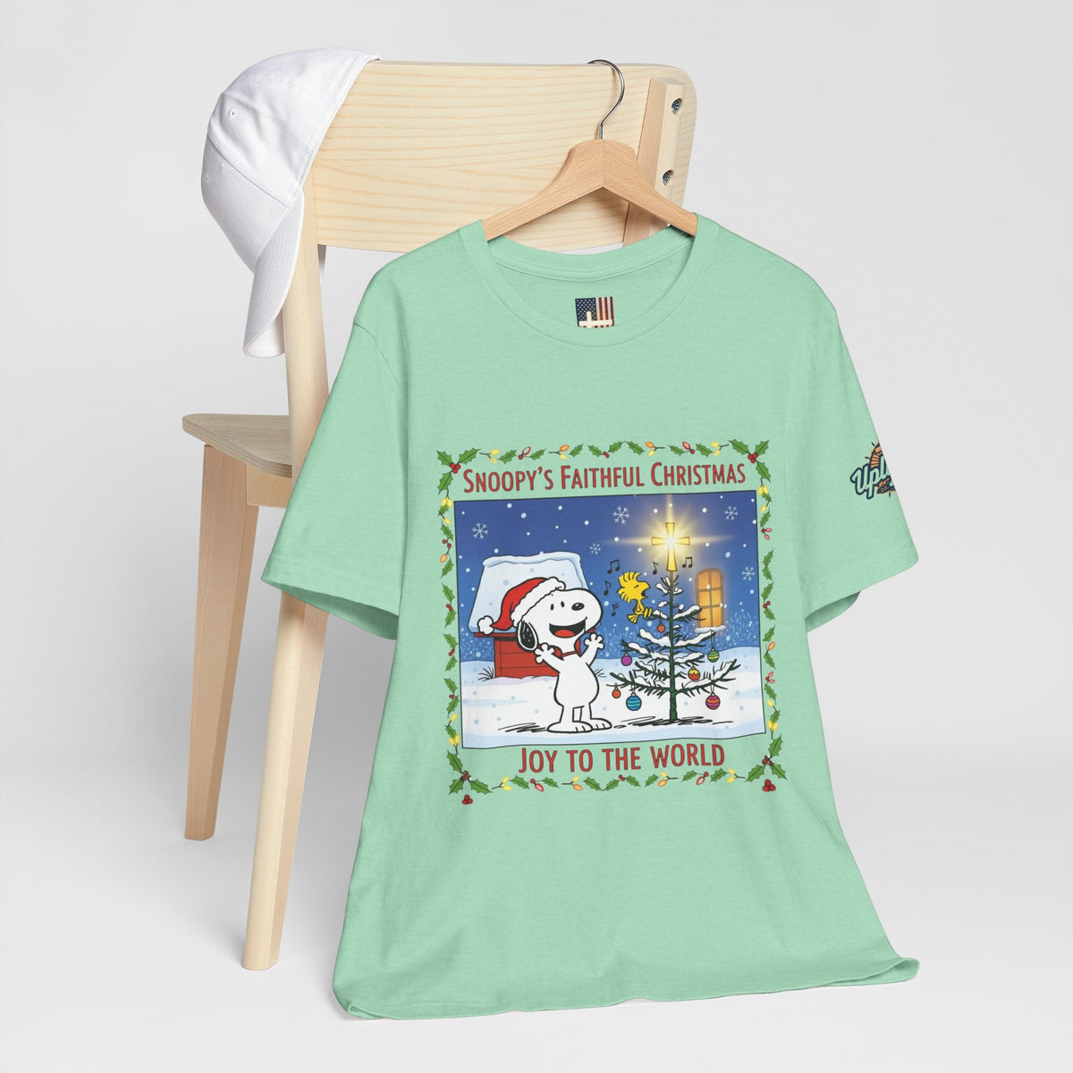 🎄 Faithful Christmas Friends – Christian Holiday T-Shirt | Festive Tree & Cartoon Duo | Heartwarming Christmas Tee by Uplifted Gear Printify