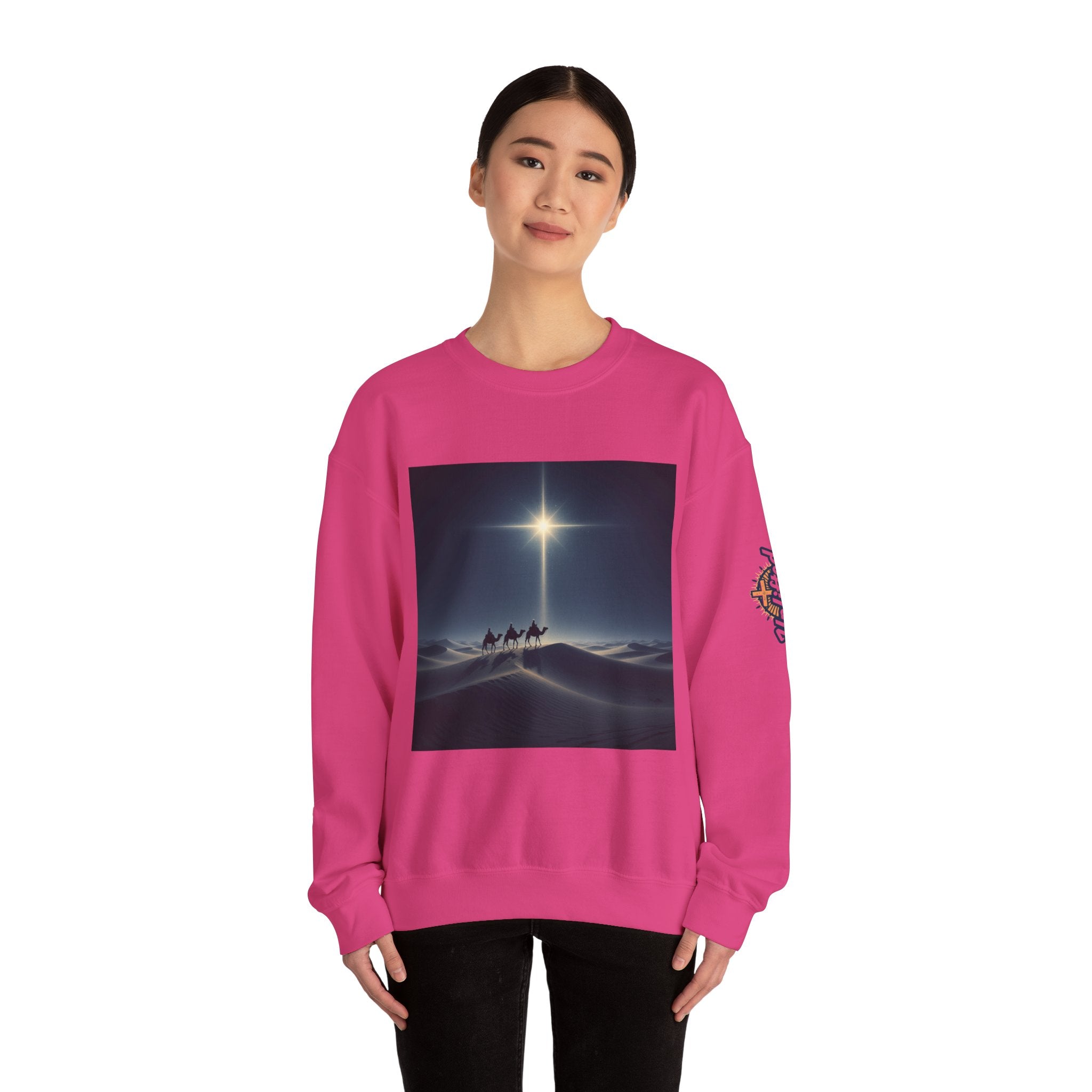 3 Wise Men Sweatshirt – Magi Camels Nativity Journey Christian Christmas Sweatshirt for Epiphany Faith & Holy Night Printify