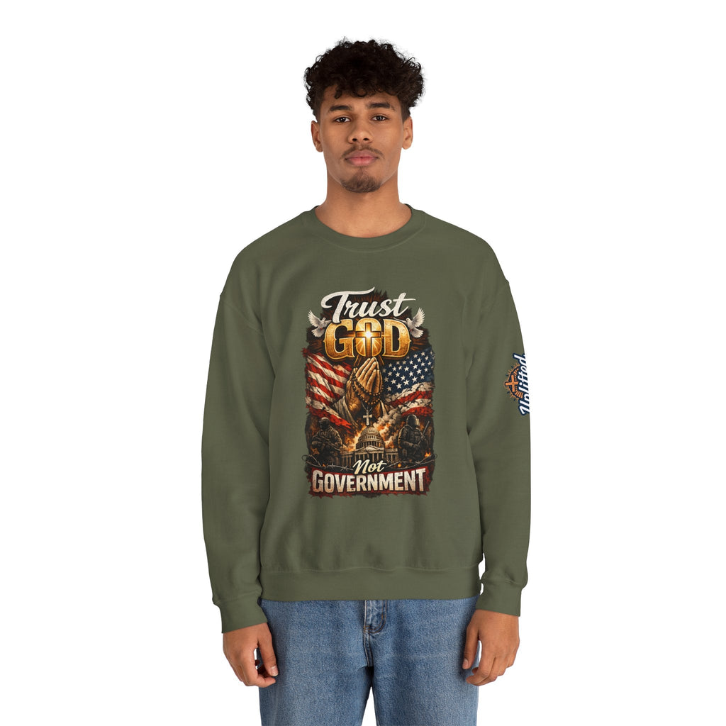 Trust God Not Government Sweatshirt — Vintage Patriotic Christian Sweatshirt Printify
