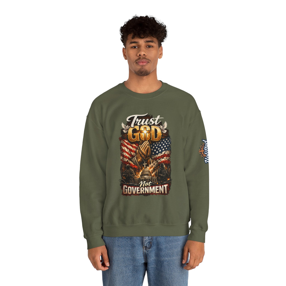 Trust God Not Government Sweatshirt — Vintage Patriotic Christian Sweatshirt Printify