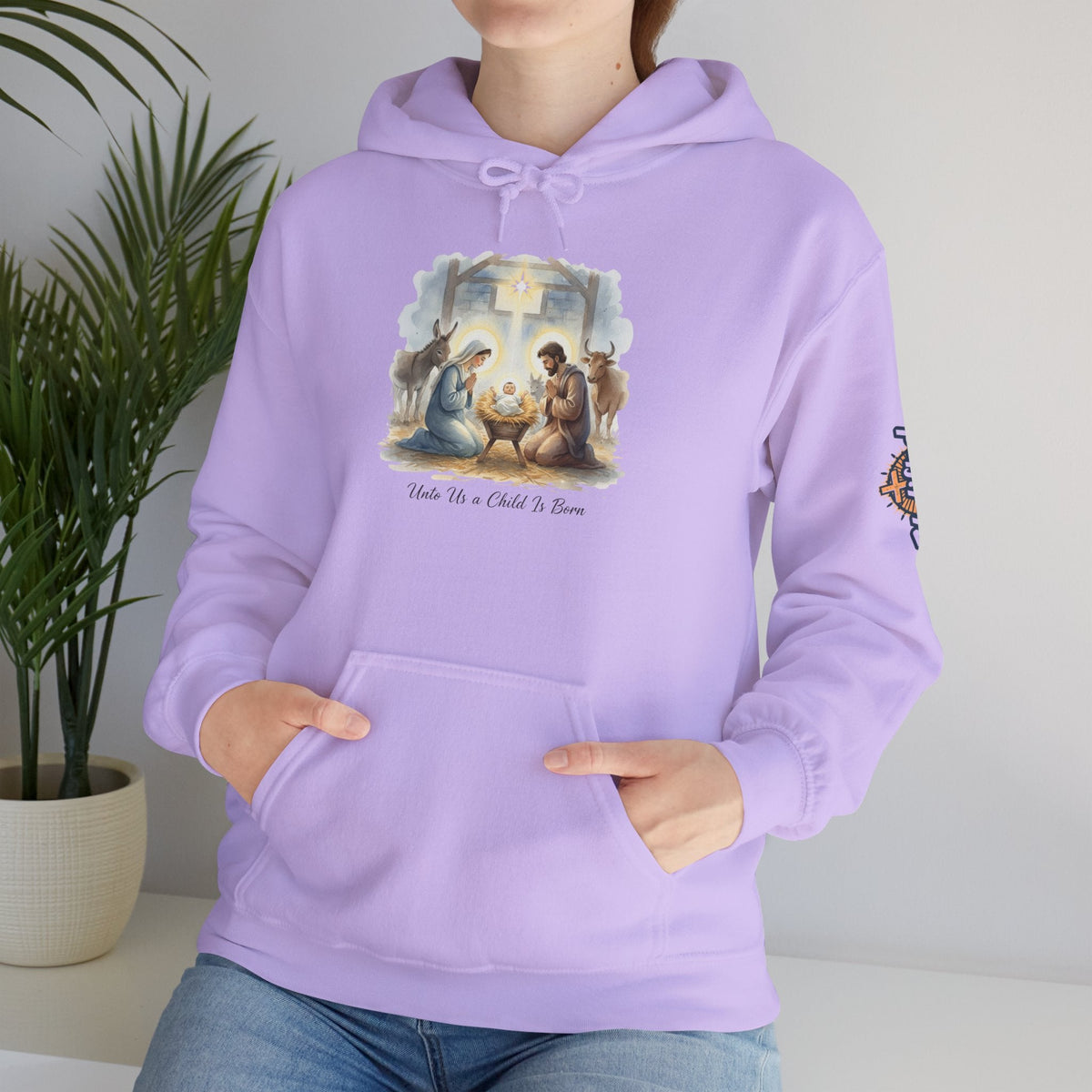 Unto Us a Child is Born Hoodie – Isaiah 9:6 Nativity Manger Scene Christian Christmas Sweatshirt for Holy Night Faith Printify
