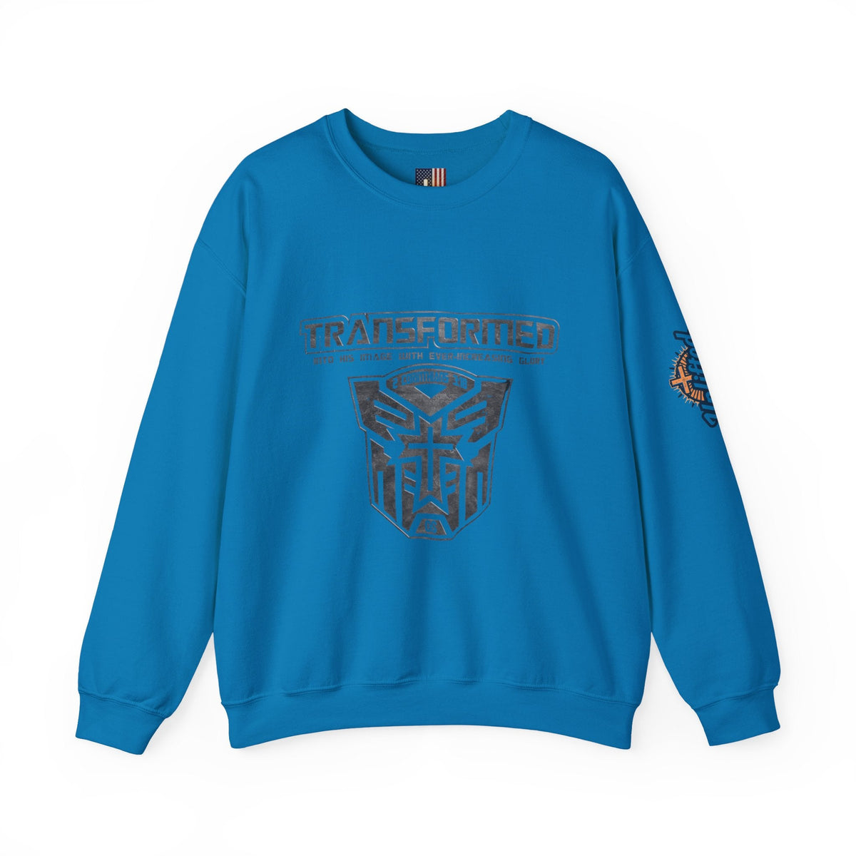 Transformer Logo Christian Sweatshirt | 2 Corinthians 3:18 Bible Verse Sweatshirt Printify