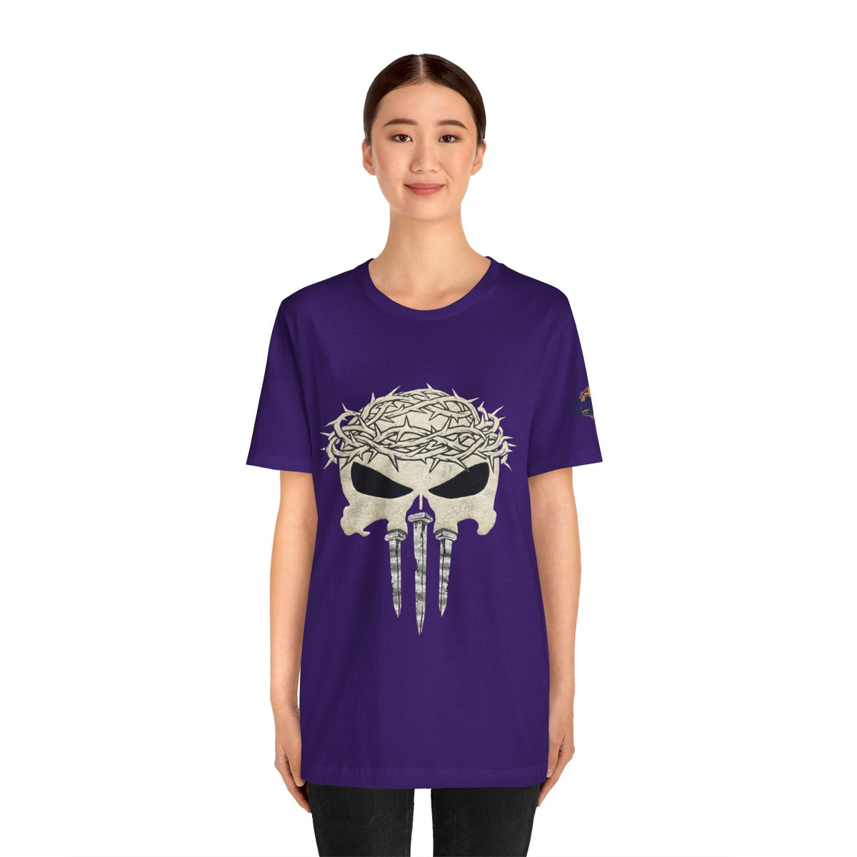 Christian Skull T-shirt - Crown of Thorns & Nails - Warrior Faith T-shirt Printify