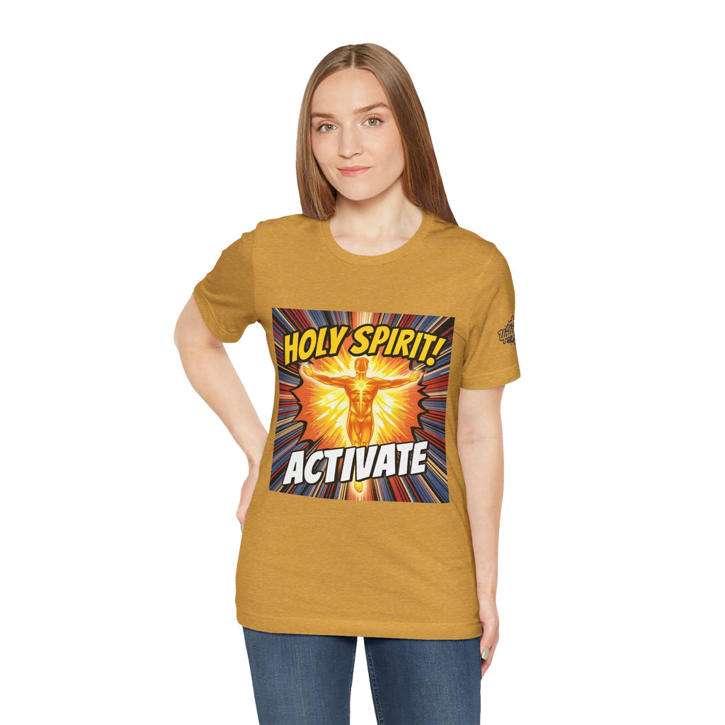 Holy Spirit Activate T-shirt – Superhero Christian T-shirt with Vibrant Power-Up Design for Faith-Fueled Boldness Printify