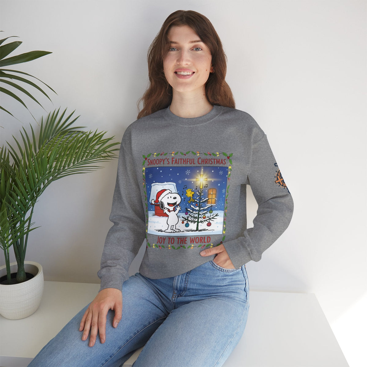 🎄 Faithful Christmas Friends – Christian Holiday Sweatshirt | Festive Tree & Cartoon Duo | Heartwarming Christmas Tee by Uplifted Gear Printify